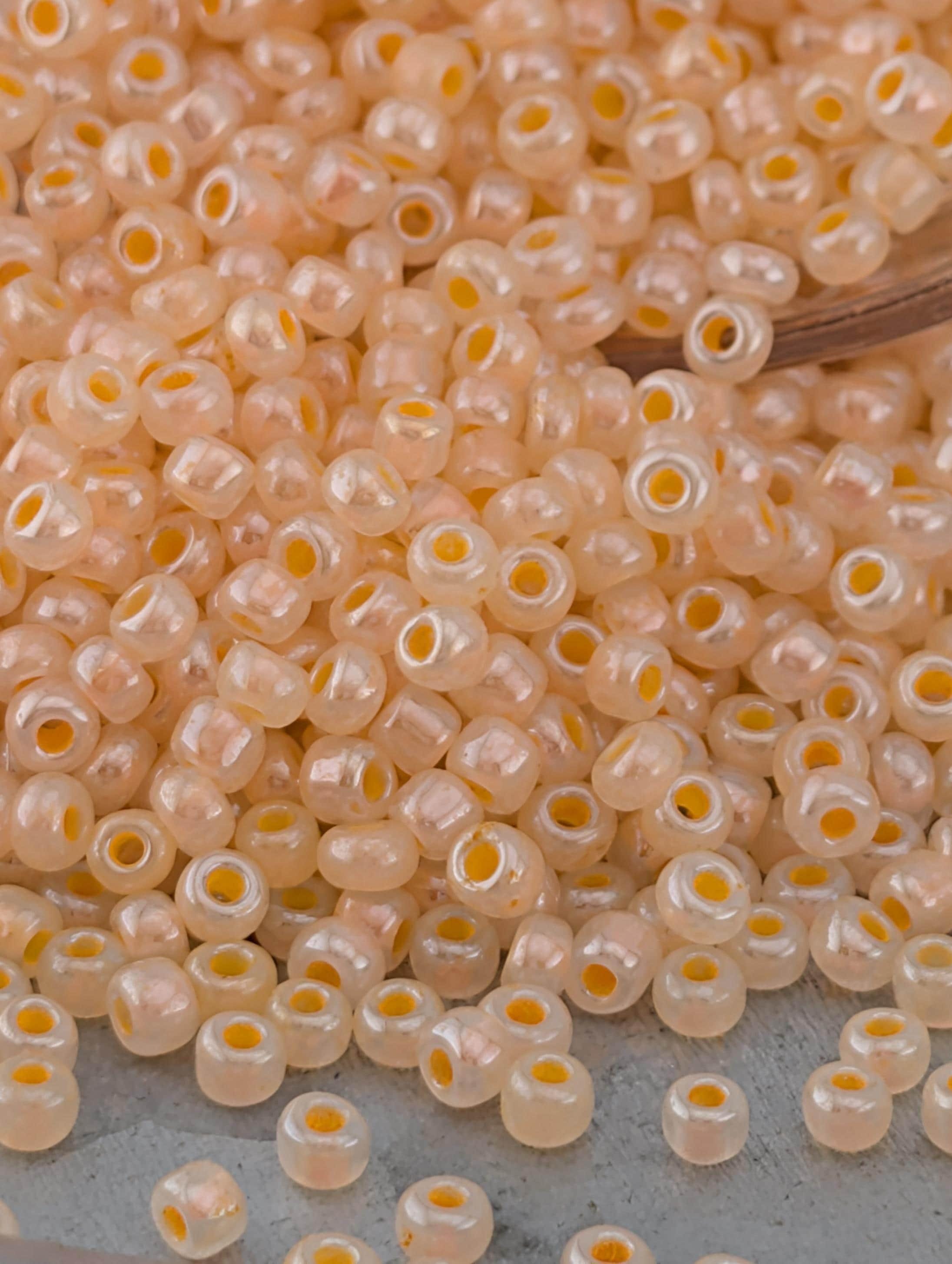 Opaque Luster Pastel Tangerine | Size 10 | 15g | Preciosa-Ornela Glass Seed Beads | Czech Seed Beads | Bead Weaving Embroidery Supply