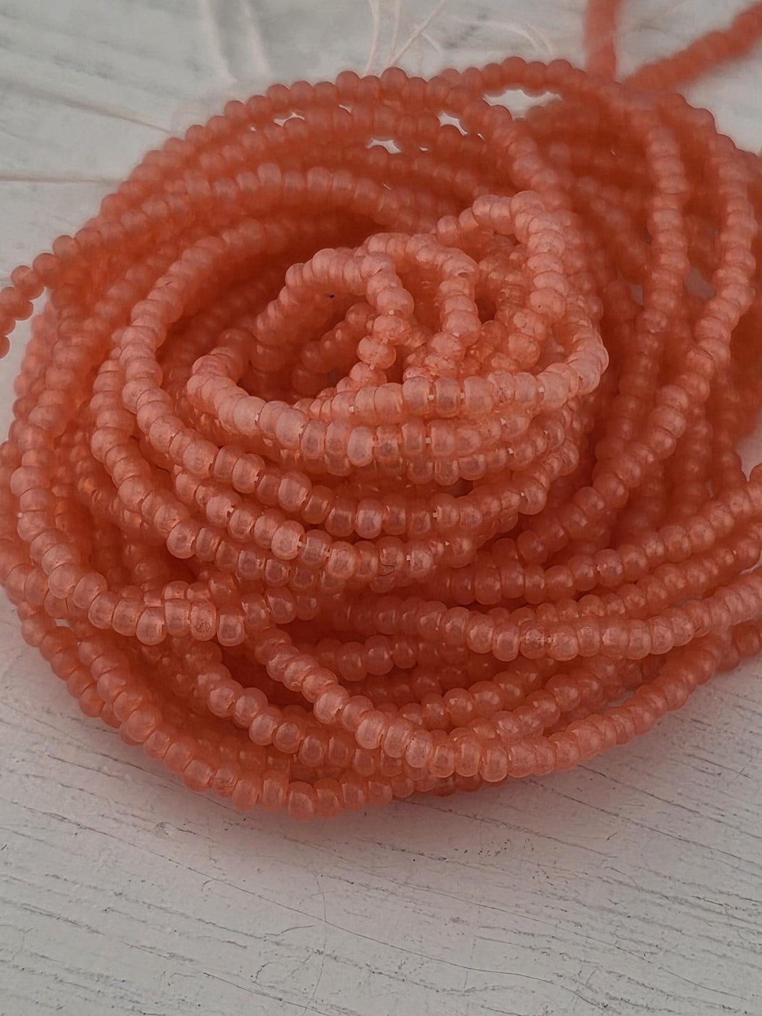 Translucent Salmon Opal | Size 11 | Half-Hank (12" 6-String) | Preciosa-Ornela Glass Seed Beads | Czech Seed Beads