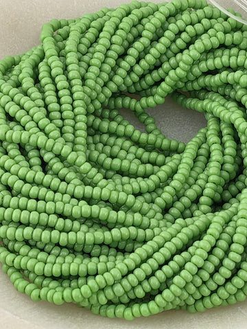 Opaque Light Green | Size 11 | Half-Hank (12" 6-String) | Preciosa-Ornela Glass Seed Beads