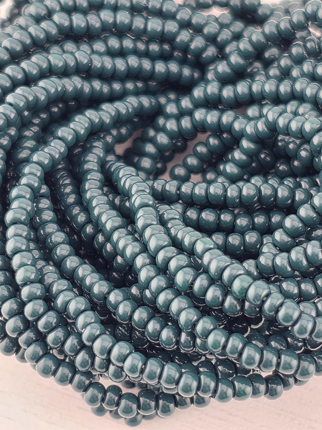 Opaque Dark Jade | Size 11 | Half-Hank (12" 6-String) | Preciosa-Ornela Glass Seed Beads | Czech Seed Beads