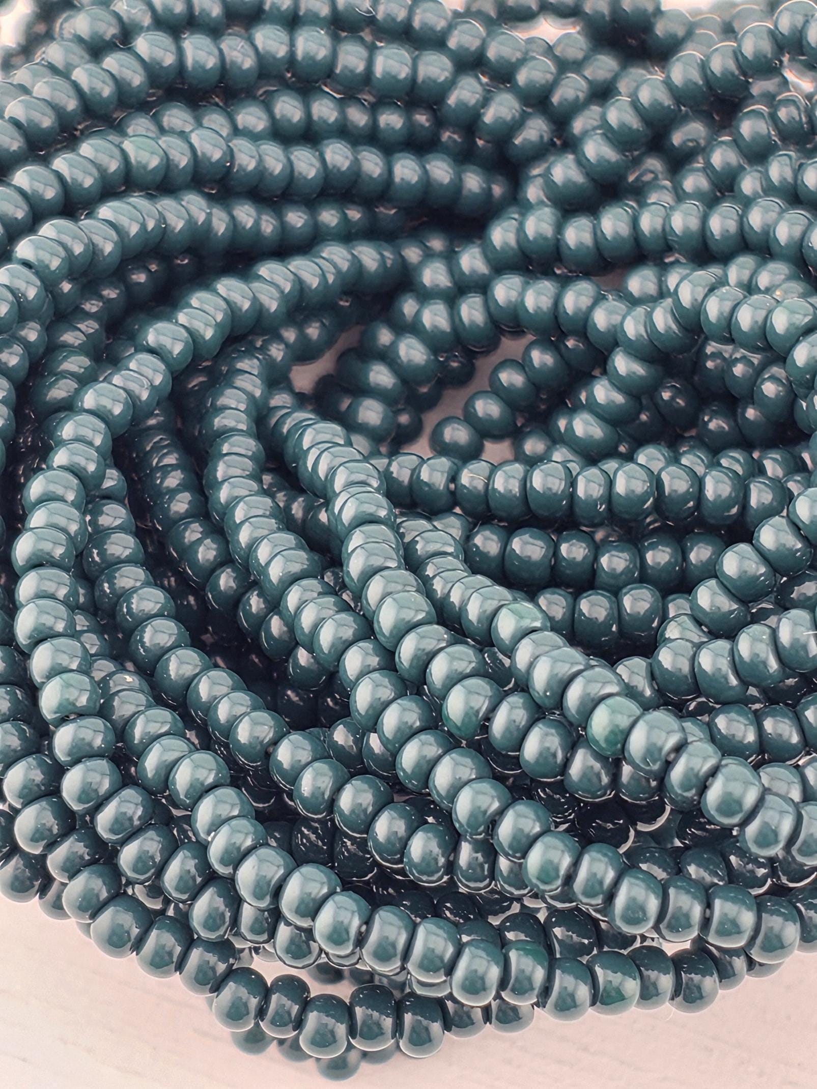 Opaque Dark Jade | Size 11 | Half-Hank (12" 6-String) | Preciosa-Ornela Glass Seed Beads | Czech Seed Beads