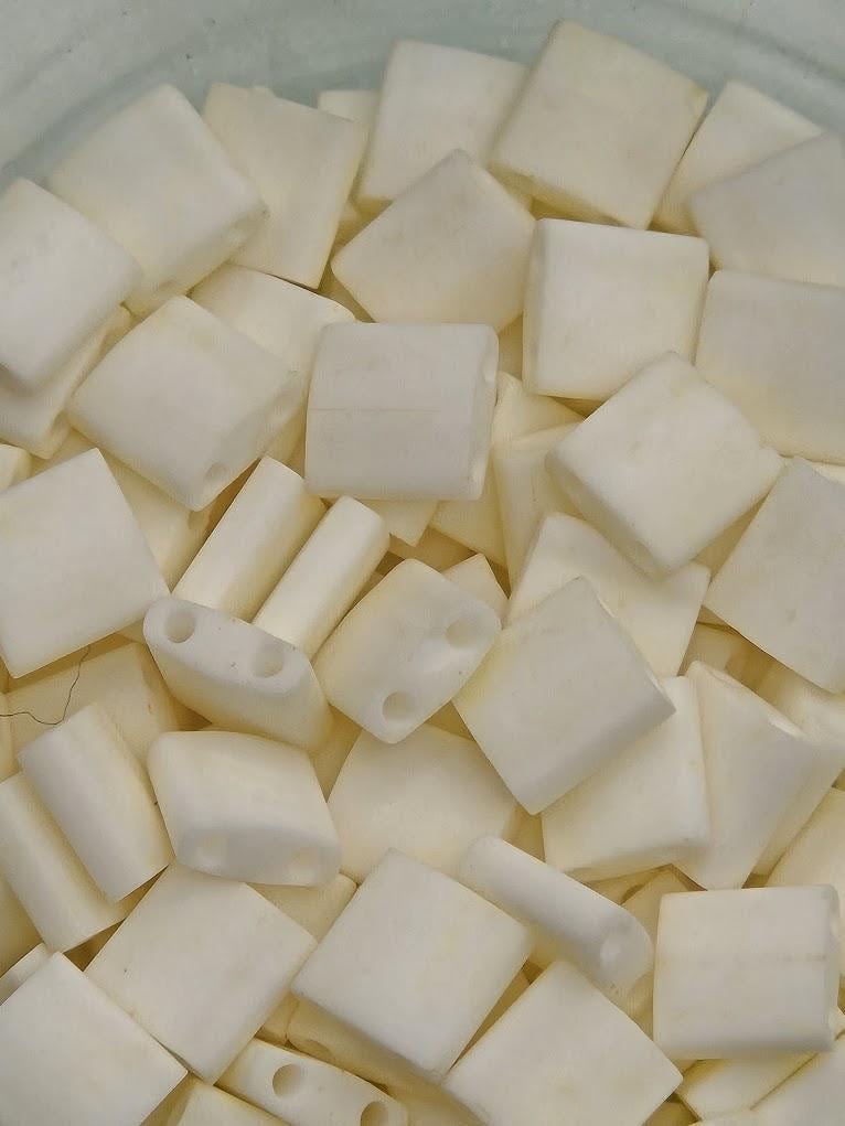 TL2021-1-Miyuki Tila Beads:Opaque matte Cream (7.5g pkg)