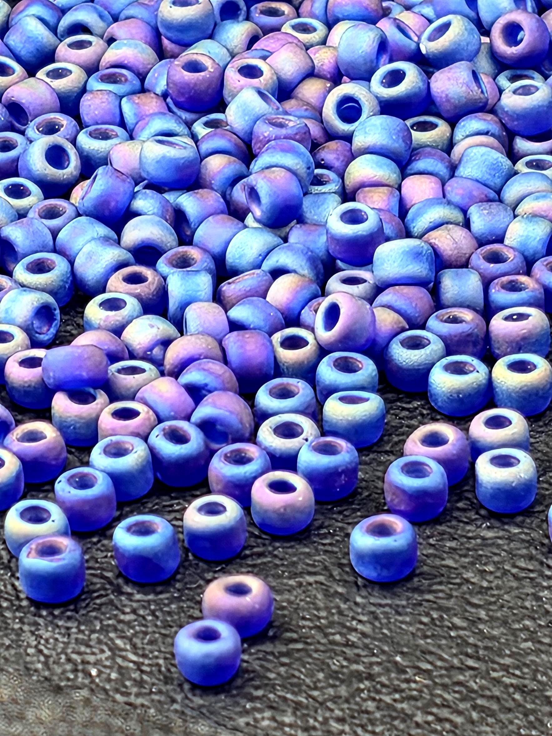Overstock Sale: Matsuno Size 6/0 Frosted Rainbow Cobalt Seed Beads - 15g Pack (Approx 180 pcs) - Japanese Glass Beads for Jewelry Making
