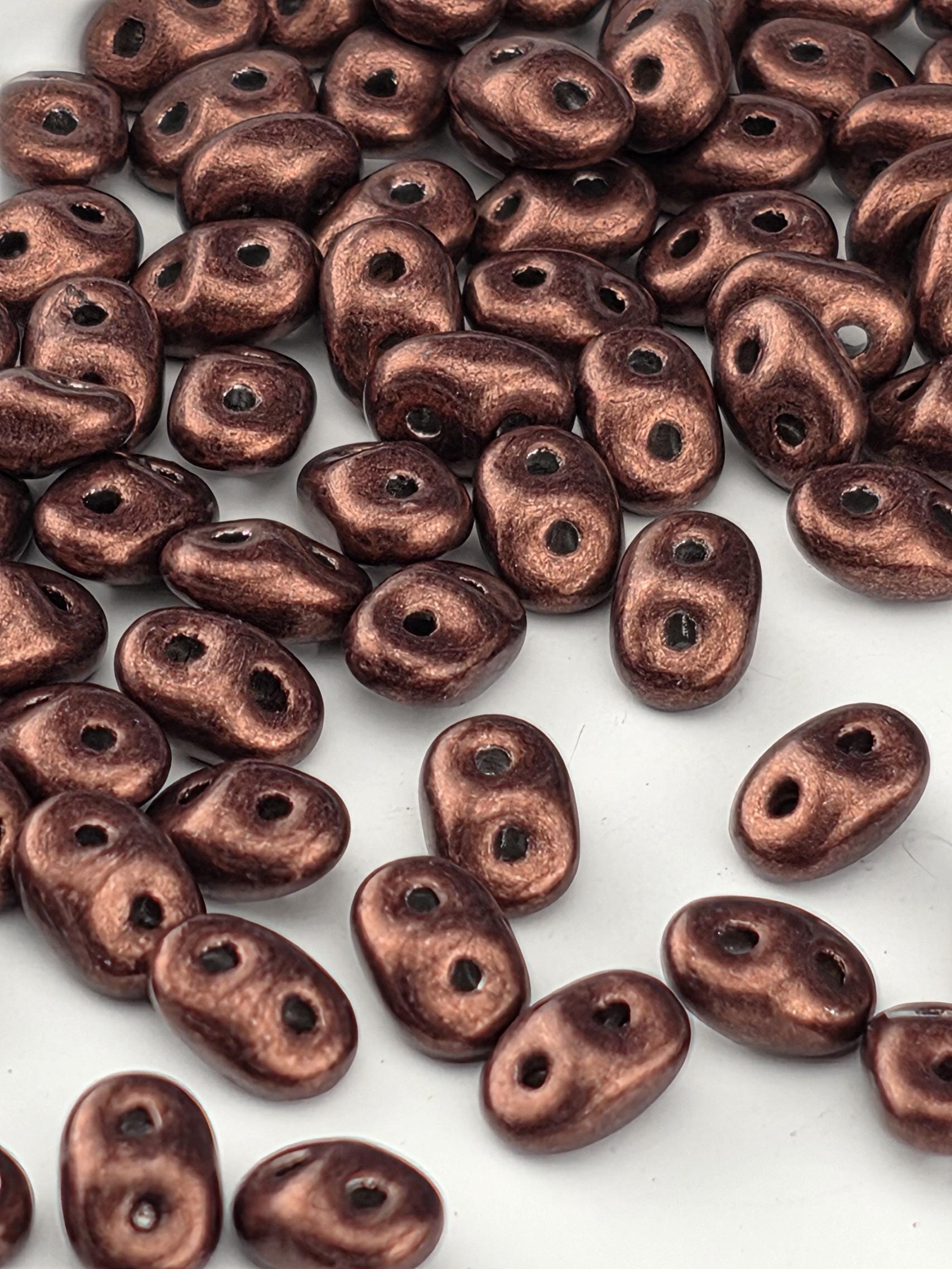 SuperDuo 5 x 2mm ColorTrends: Saturated Metallic Chicory Coffee 2.5 Tube | Japanese Seed Beads | Bead Weaving Embroidery Supply