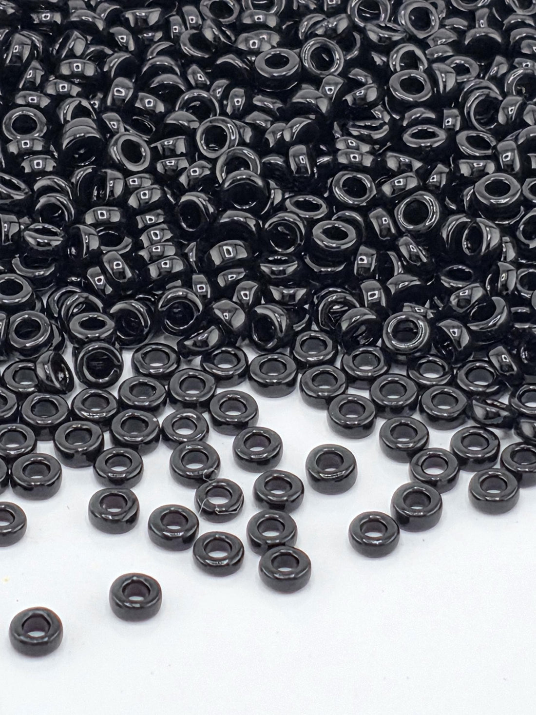 Miyuki Spacer Beads: Black Opaque, 2.2mm - Craft Jewelry Supplies (2.2mm, 7g) | Japanese Seed Beads | Bead Weaving Embroidery Supply