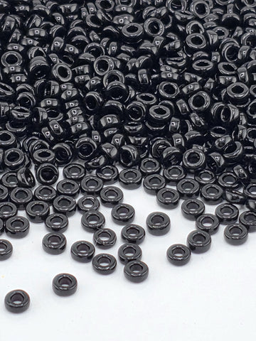Miyuki Spacer Beads: Black Opaque, 2.2mm - Craft Jewelry Supplies (2.2mm, 7g) | Japanese Seed Beads | Bead Weaving Embroidery Supply