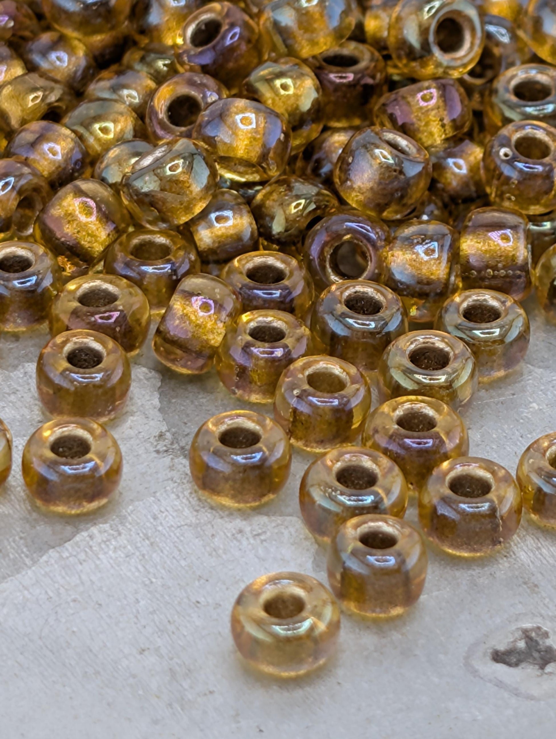 6-1126:Amber/Amber ICL*-Miyuki Rocaille 6/0 (20g pkg ~240 pcs)