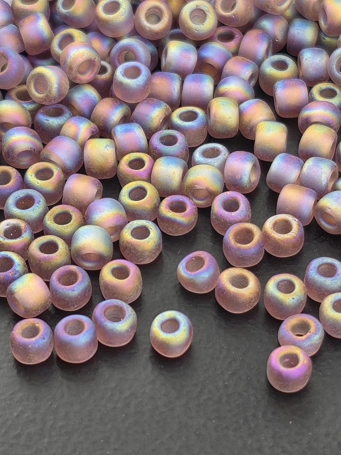 Seed Beads: Matsuno Frosted Rainbow Amethyst Purple - Size 6, 15g Pack