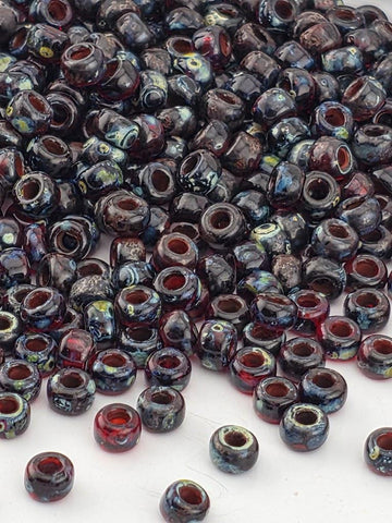 Lt Autumn Jasper Translucent Picasso Miyuki Rocaille Size 8/0 (20g pkg) | Japanese Seed Beads | Bead Weaving Embroidery Supply | DIY Jewelry