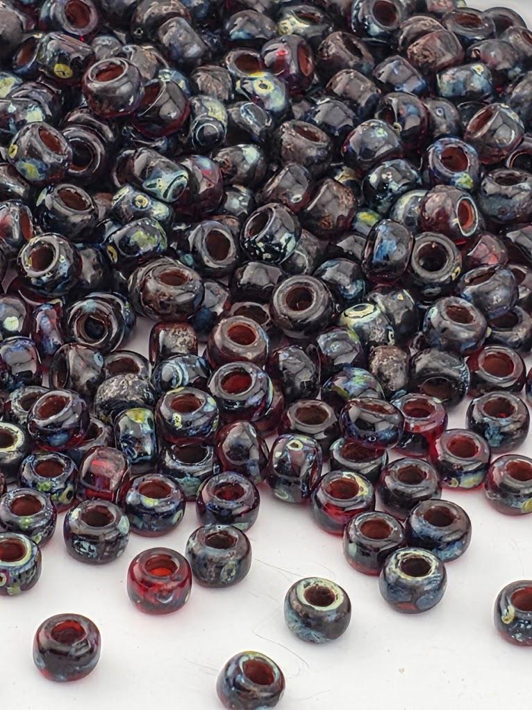 Lt Autumn Jasper Translucent Picasso Miyuki Rocaille Size 8/0 (20g pkg) | Japanese Seed Beads | Bead Weaving Embroidery Supply | DIY Jewelry