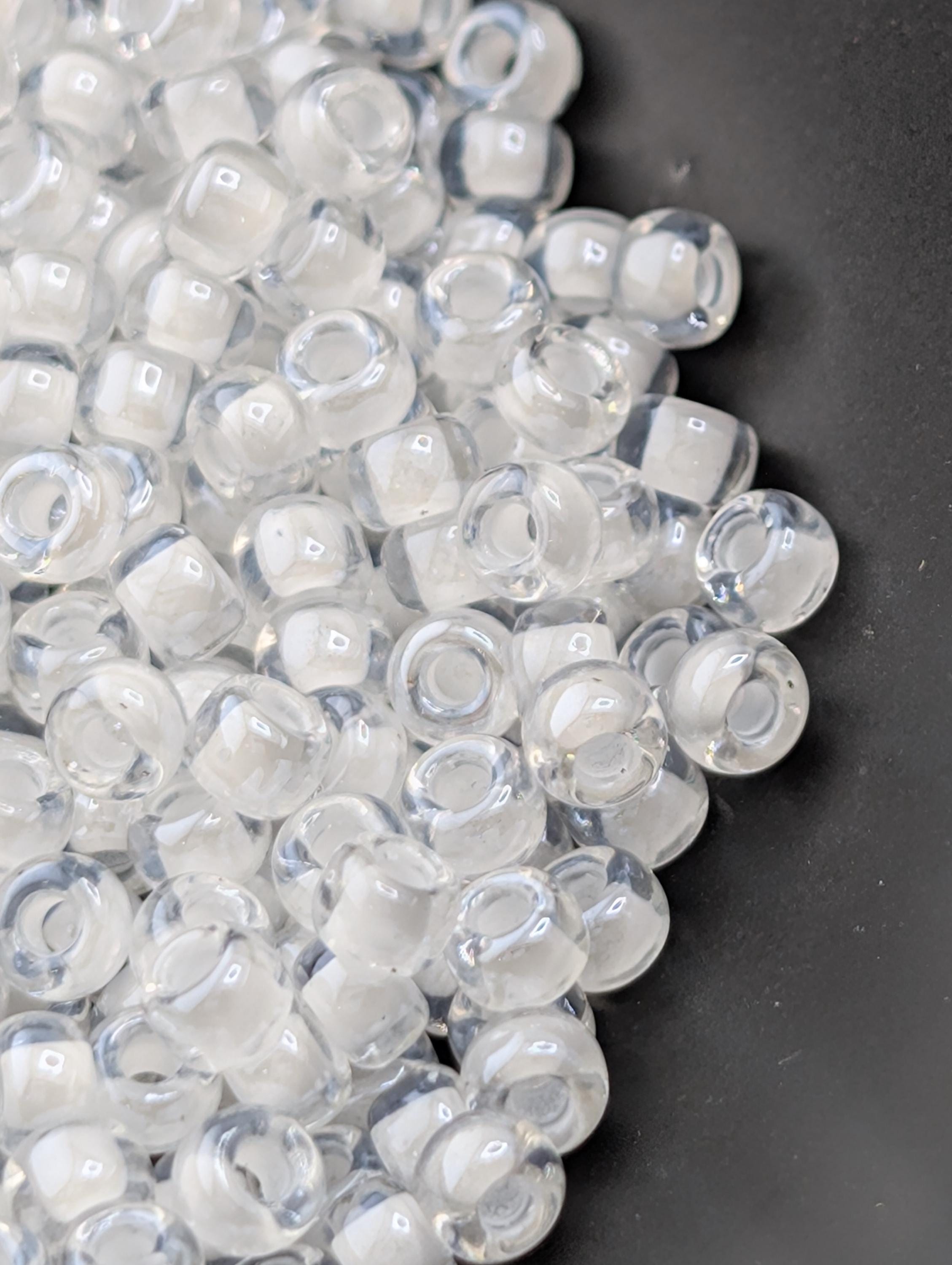 8-1104 Miyuki Rocaille 8/0 | Crystal/White Inside Color Lined 20g