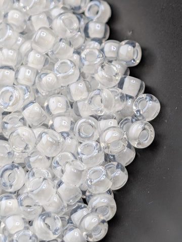 8-1104 Miyuki Rocaille 8/0 | Crystal/White Inside Color Lined 20g
