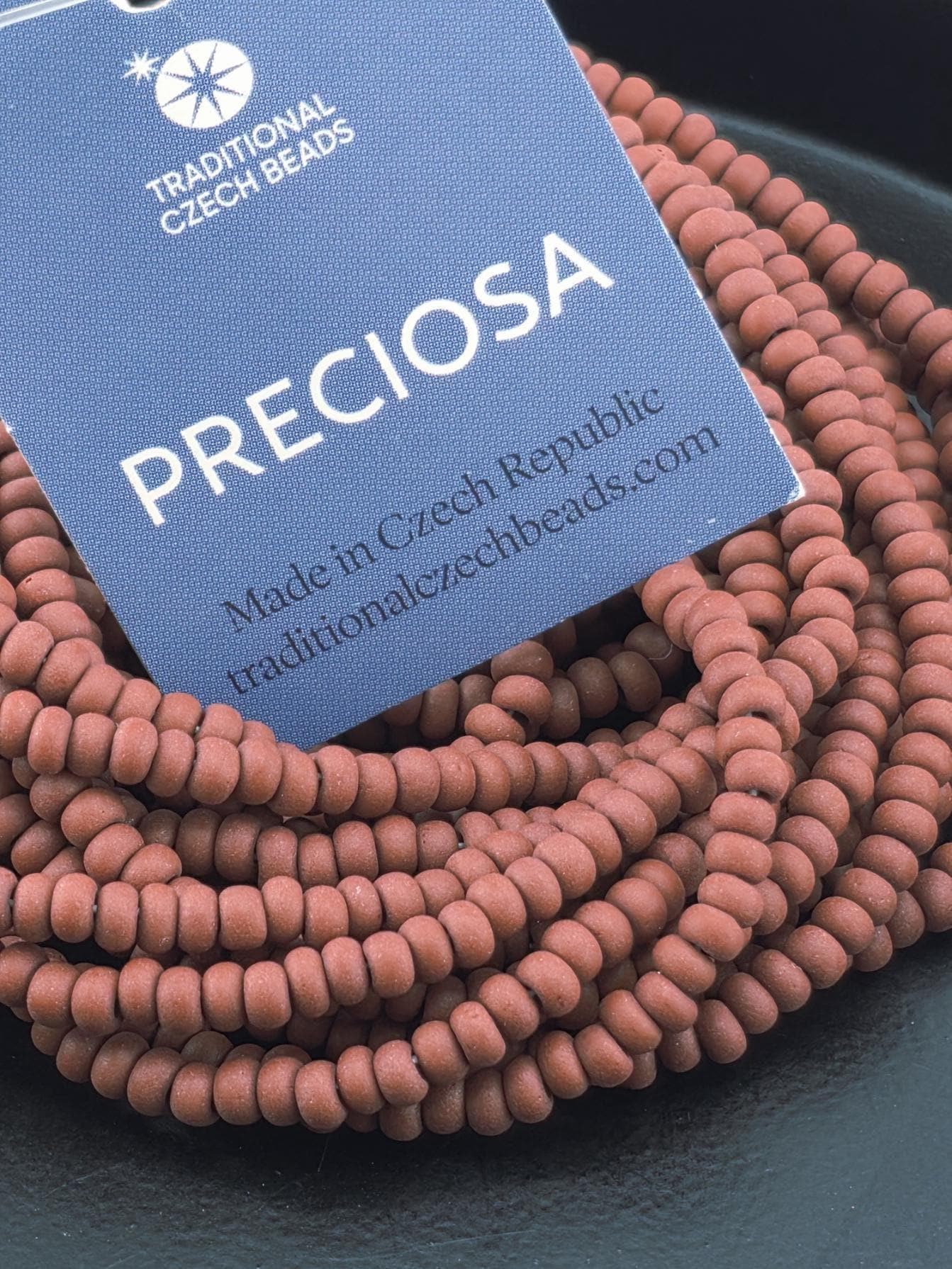 Opaque Matte Brown Pieces | Size 8 | Half-Hank (12" 6-String) | Preciosa-Ornela Glass Seed Beads