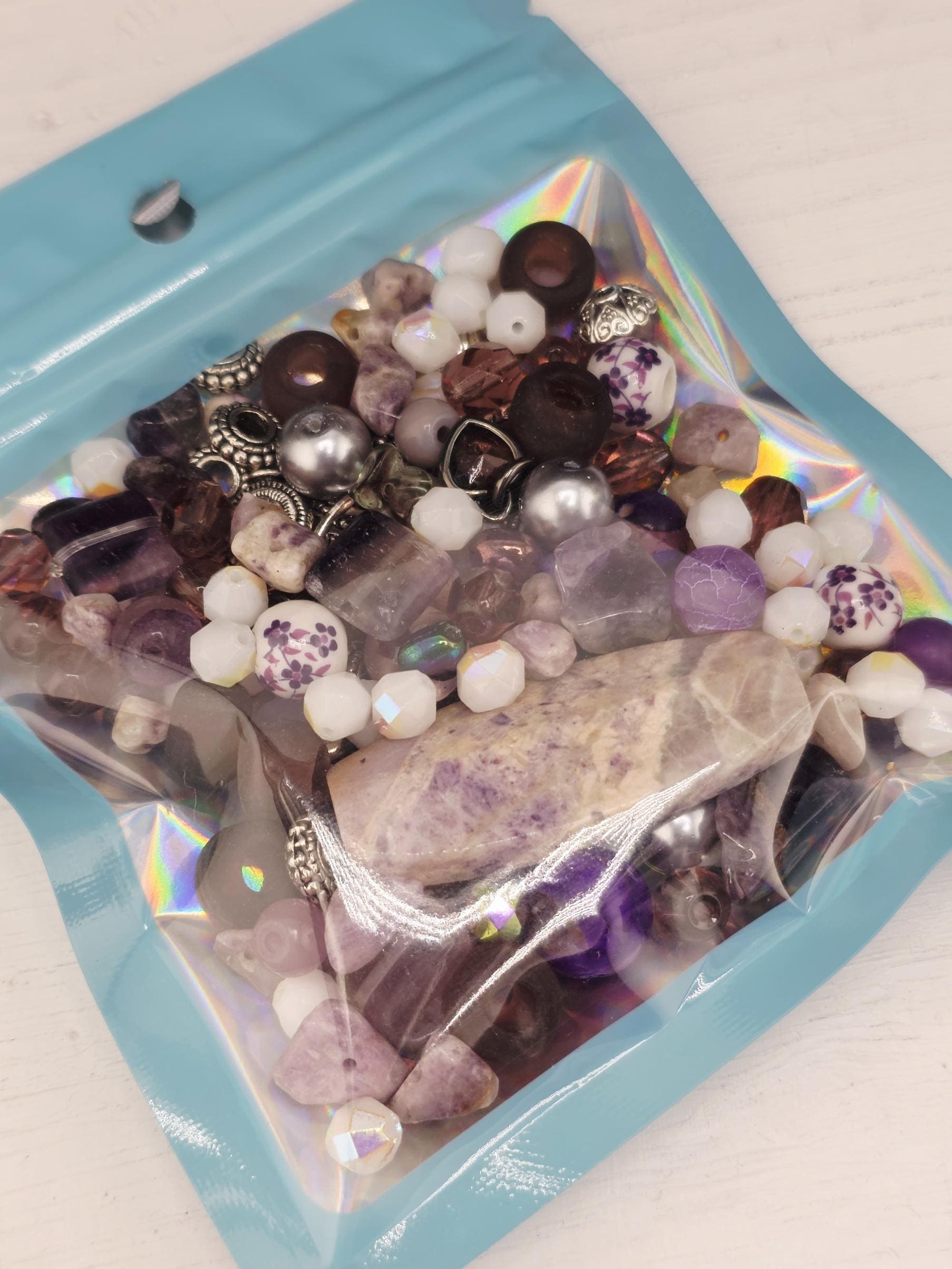 Gemstone Bead Mix: Purple Lavender Shades - Amethyst & Glass | Jewelry Making Bracelet Supply | Learise Curated Mix