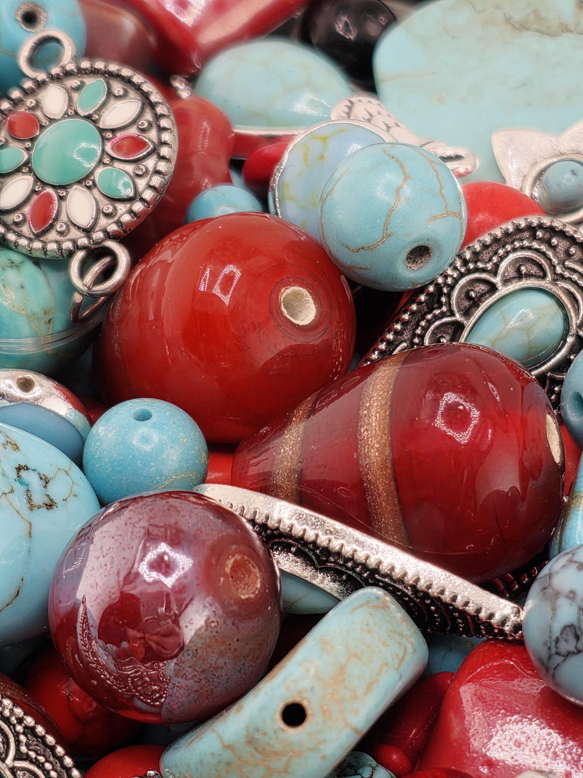 Santa Fe Sky Howlite Beads, Textured Gemstones (2oz Craft Lot) | Jewelry Making Bracelet Supply | Learise Curated Mix