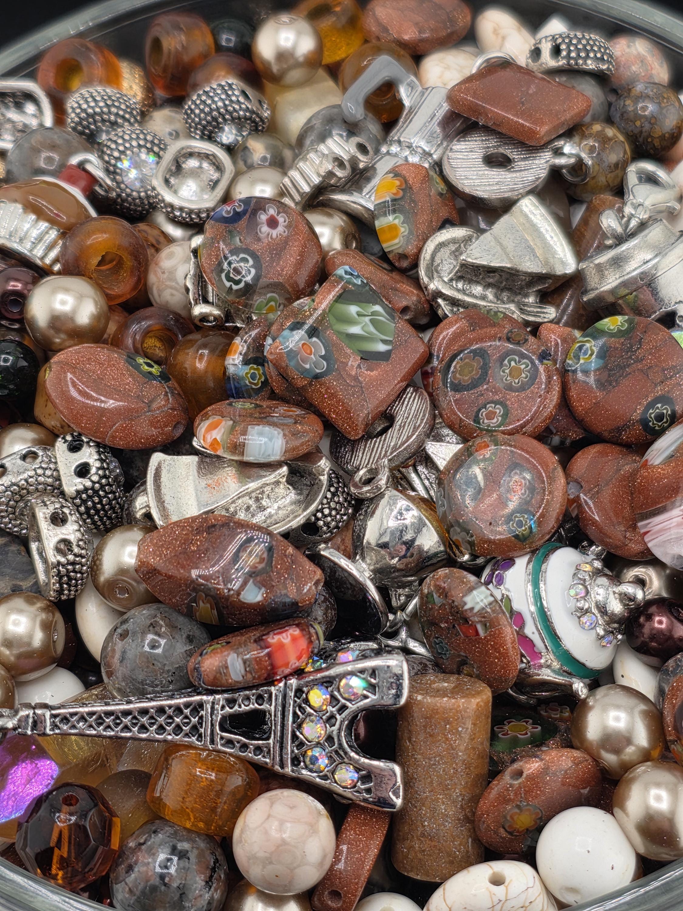 Chai Latte Howlite & Lava Gemstone Beads (2oz Earth Tone Mix) | Jewelry Making Bracelet Supply | Learise Curated Mix