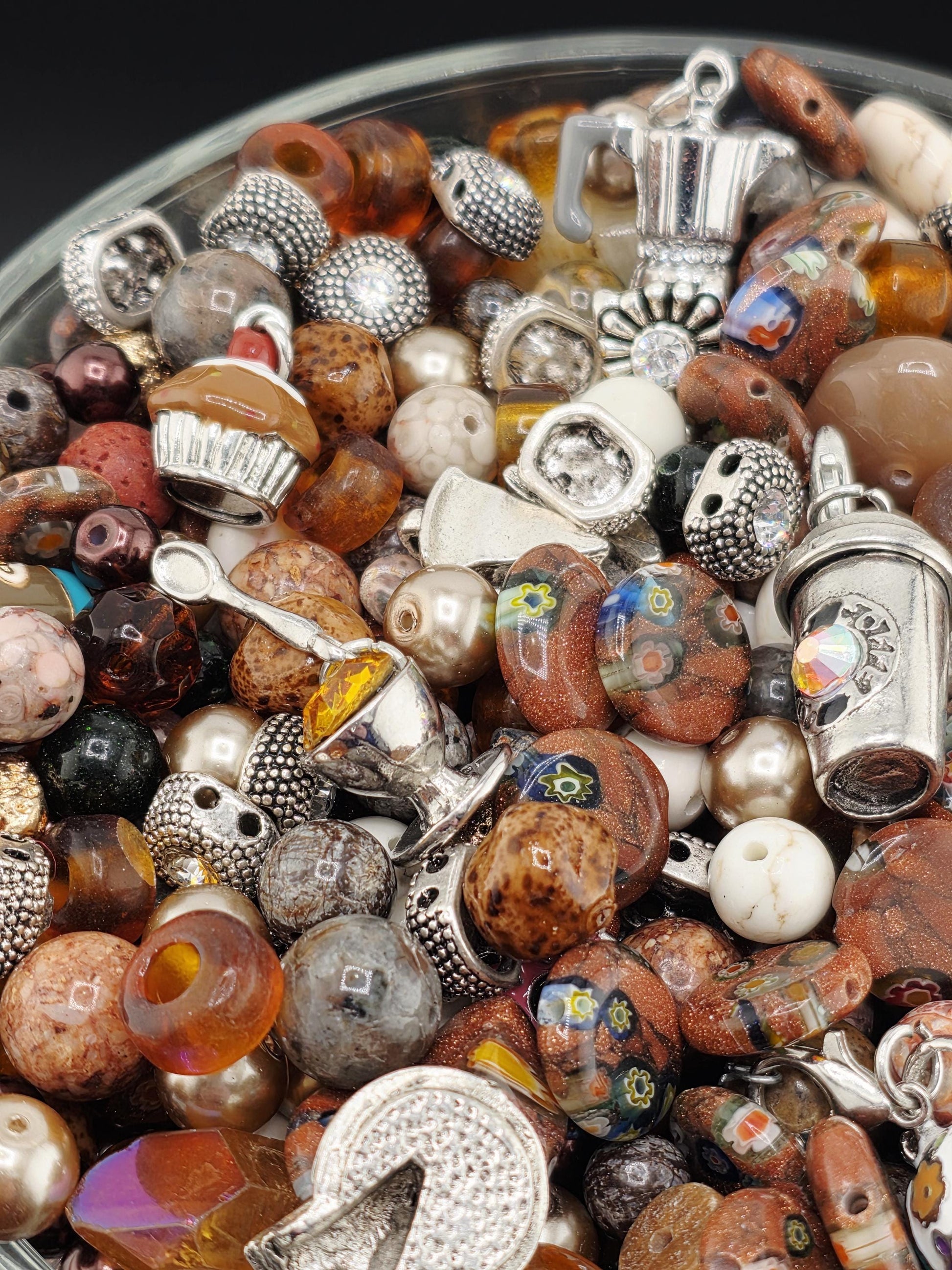 Chai Latte Howlite & Lava Gemstone Beads (2oz Earth Tone Mix) | Jewelry Making Bracelet Supply | Learise Curated Mix