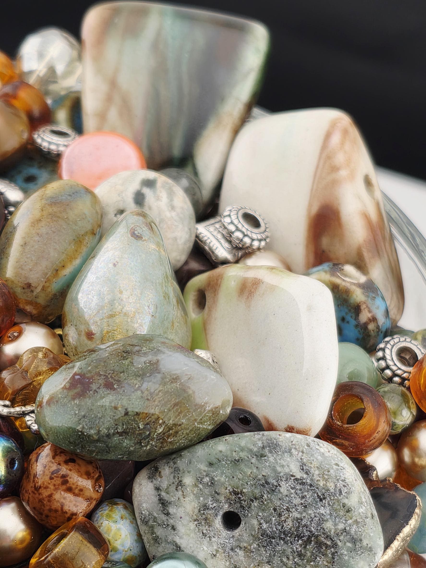 Fancy Jasper Beads Mix, Earth Tone Gemstones (2oz Jewelry Crafting) | Jewelry Making Bracelet Supply | Learise Curated Mix