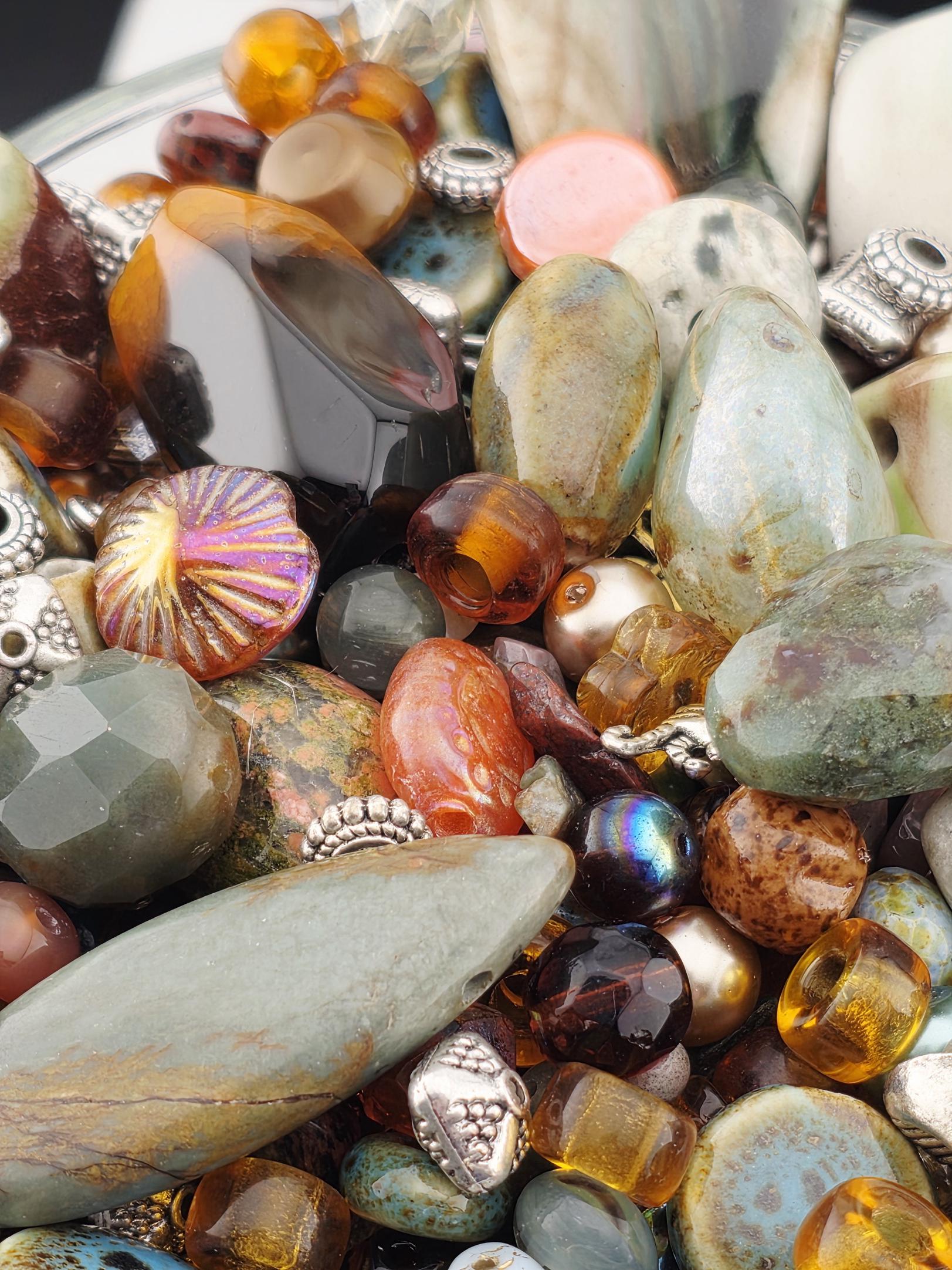 Fancy Jasper Beads Mix, Earth Tone Gemstones (2oz Jewelry Crafting) | Jewelry Making Bracelet Supply | Learise Curated Mix