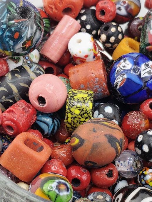 Trade Bead Collection: Vintage Glass Spacers (2 Ounce Mix) | Jewelry Making Bracelet Supply | Learise Curated Mix