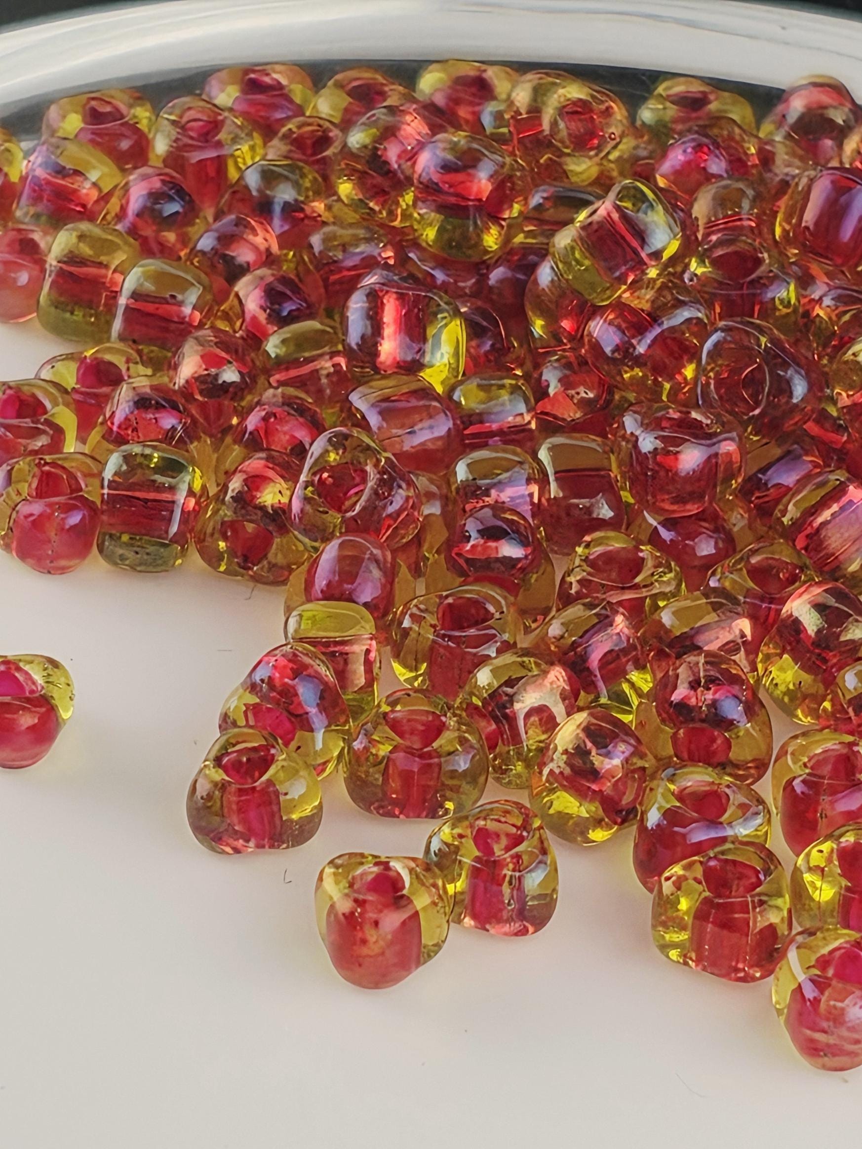 Set of 4 Miyuki Triangle Size 5 Peridot Color Lined Collection (13g each) | Japanese Seed Beads | Bead Weaving Embroidery Supply