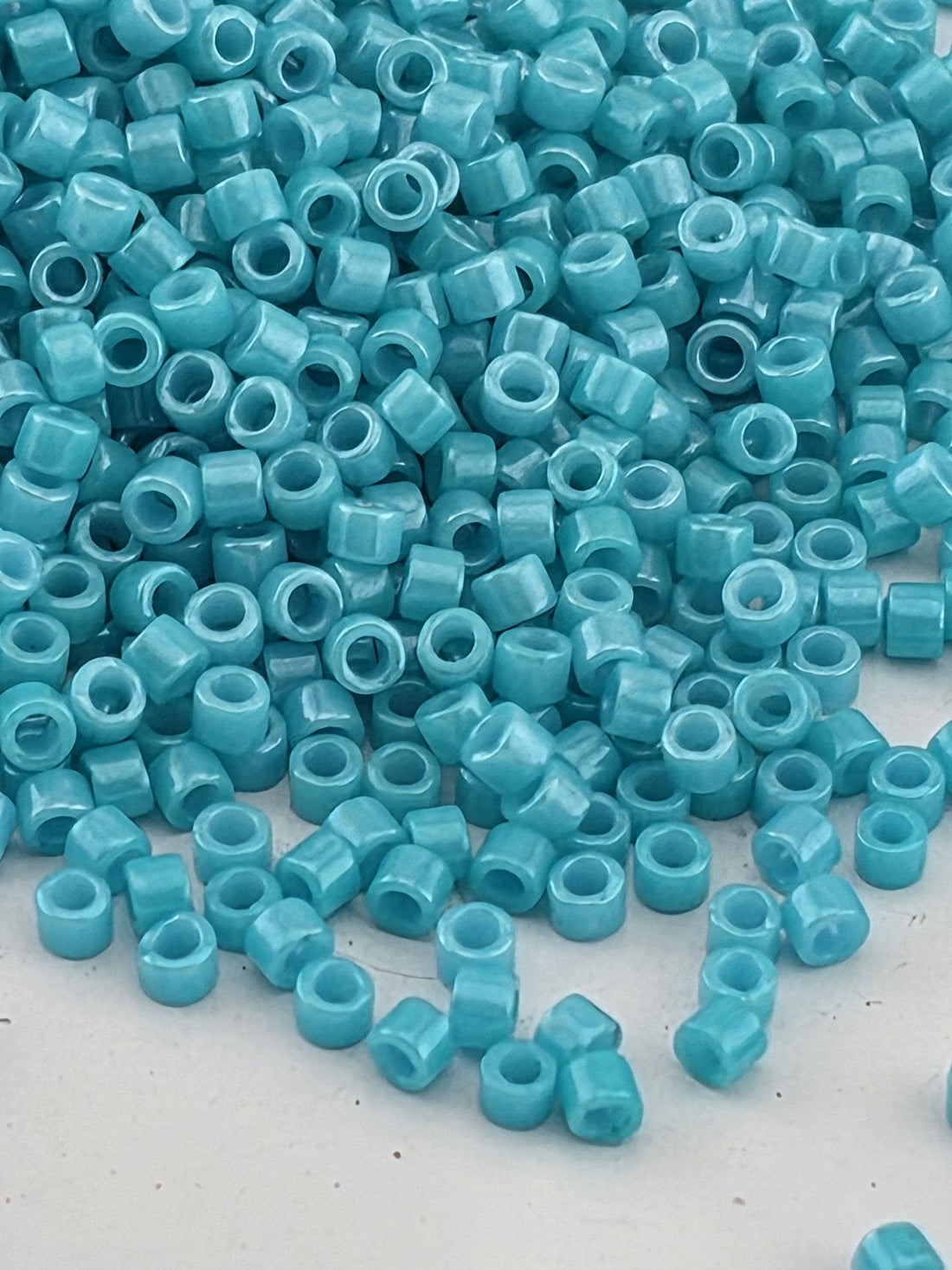 Seed Beads: Opaque Prussian Turquoise Yellow Glass (Size 11, 7g) Miyuki Delica (7 gram pkg ~1400 Pcs) | Japanese Seed Beads