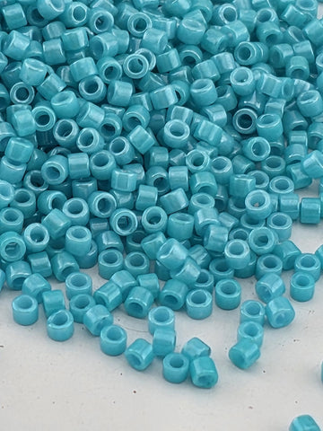 Seed Beads: Opaque Prussian Turquoise Yellow Glass (Size 11, 7g) Miyuki Delica (7 gram pkg ~1400 Pcs) | Japanese Seed Beads