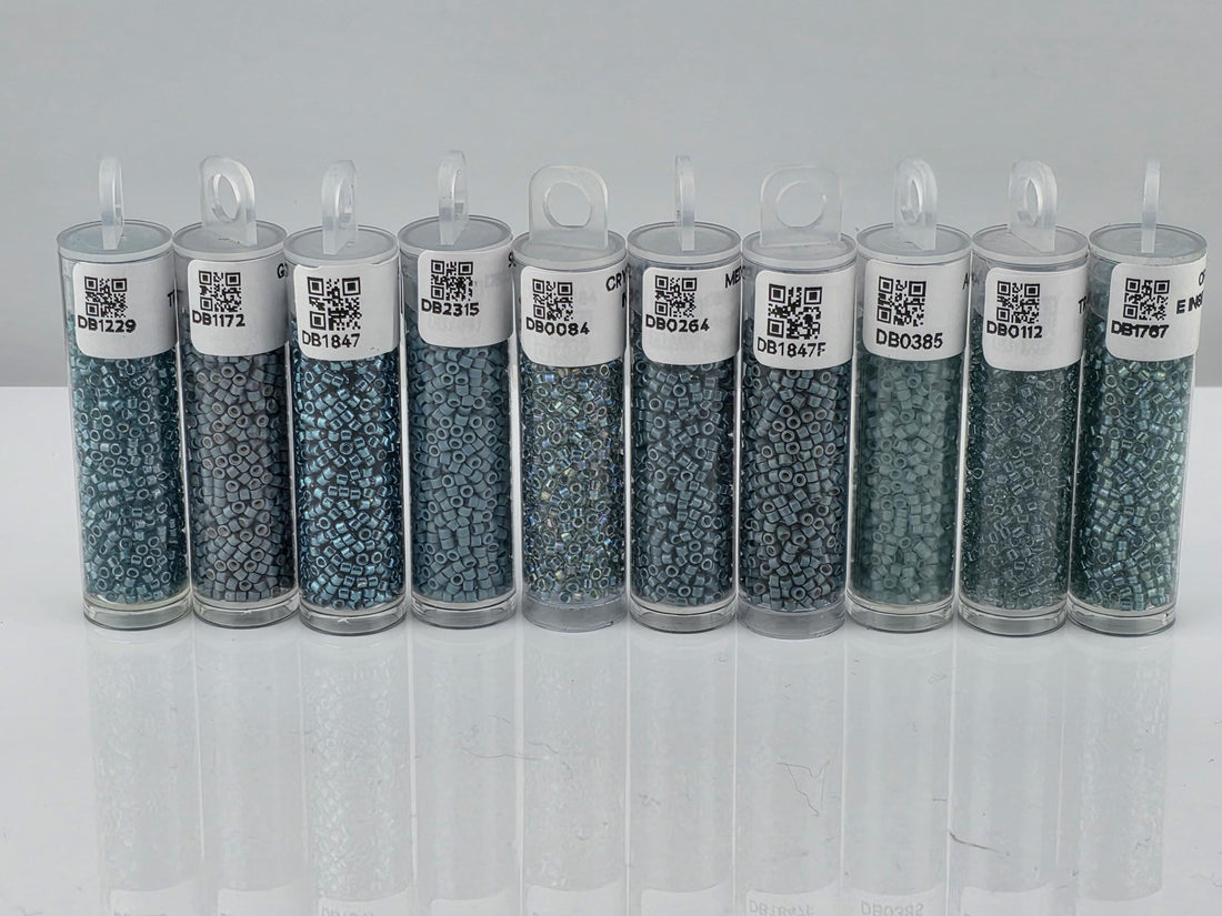 Miyuki Delica Seed Bead Set - Seafoam, Aqua & Teal Mix - 10 Tube Collection (7g each) | Japanese Seed Beads | Bead Weaving Embroidery Supply