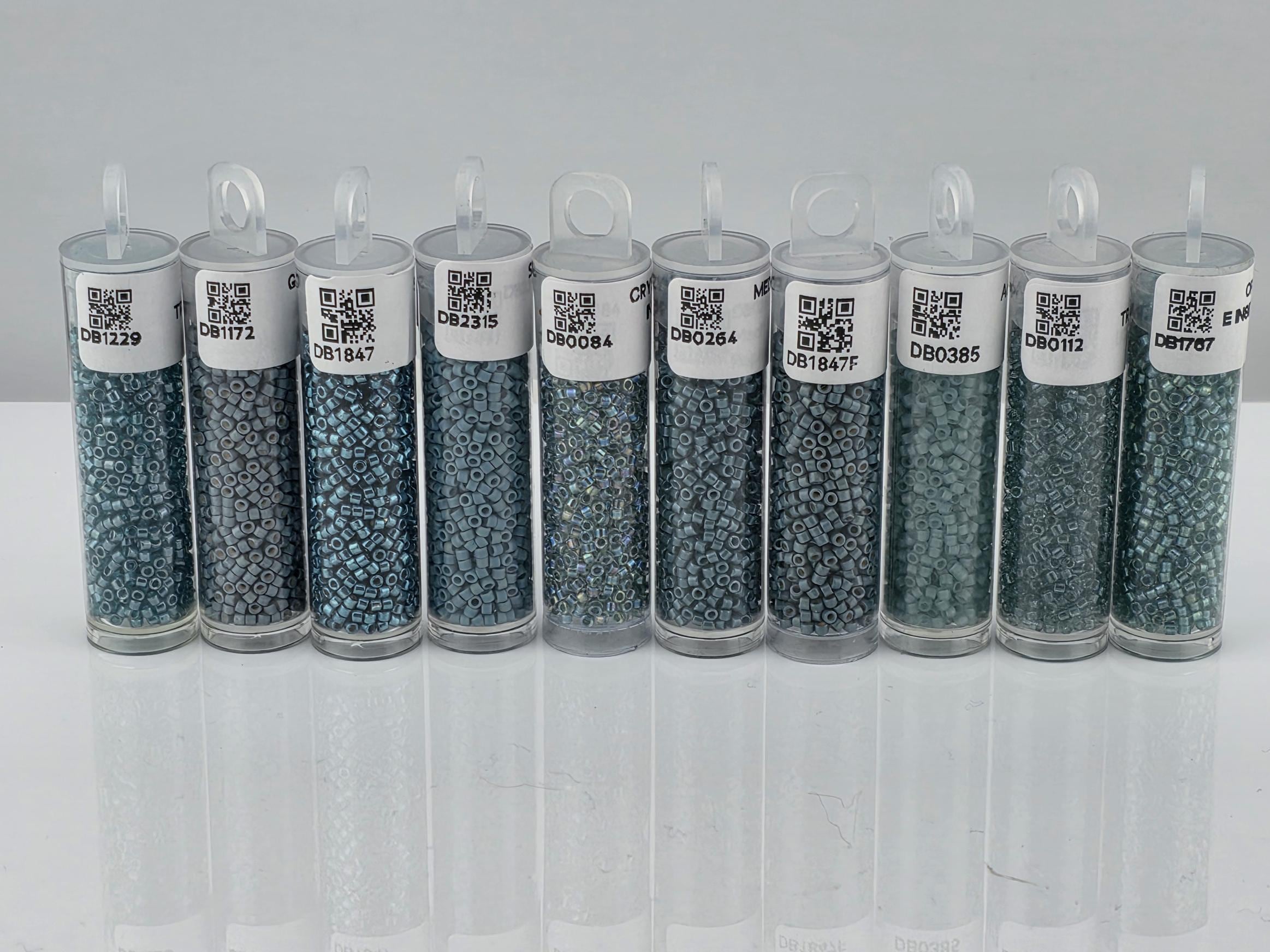 Miyuki Delica Seed Bead Set - Seafoam, Aqua & Teal Mix - 10 Tube Collection (7g each) | Japanese Seed Beads | Bead Weaving Embroidery Supply