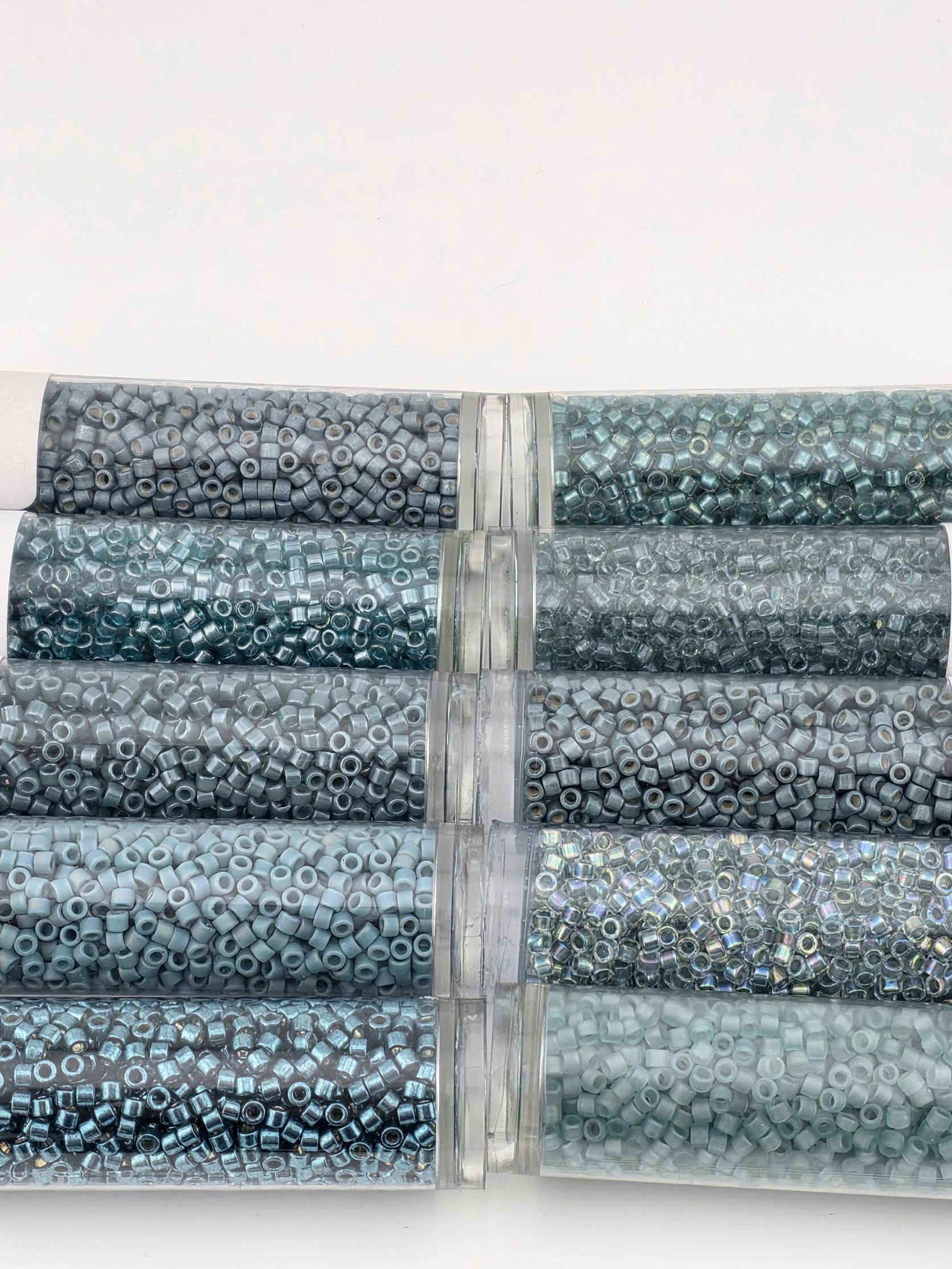 Miyuki Delica Seed Bead Set - Seafoam, Aqua & Teal Mix - 10 Tube Collection (7g each)