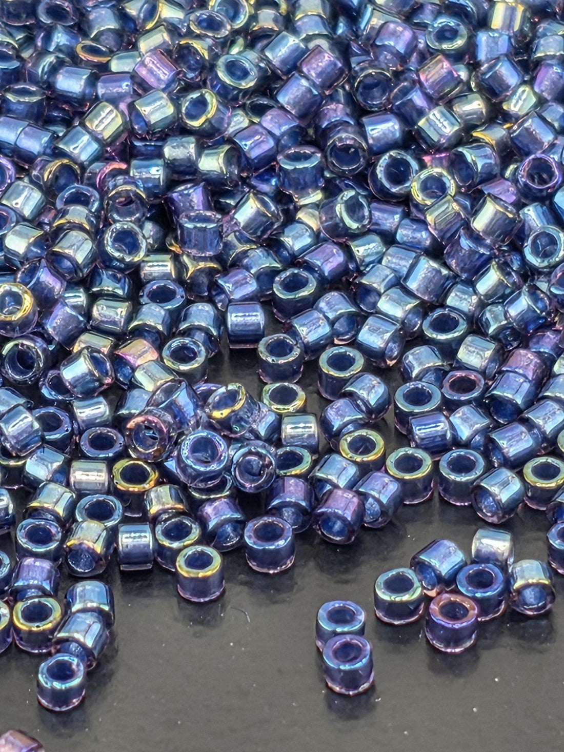 DB2386:Lapis Stone Inside Color Lined Rainbow Duracoat | Size 11/0 | 7g