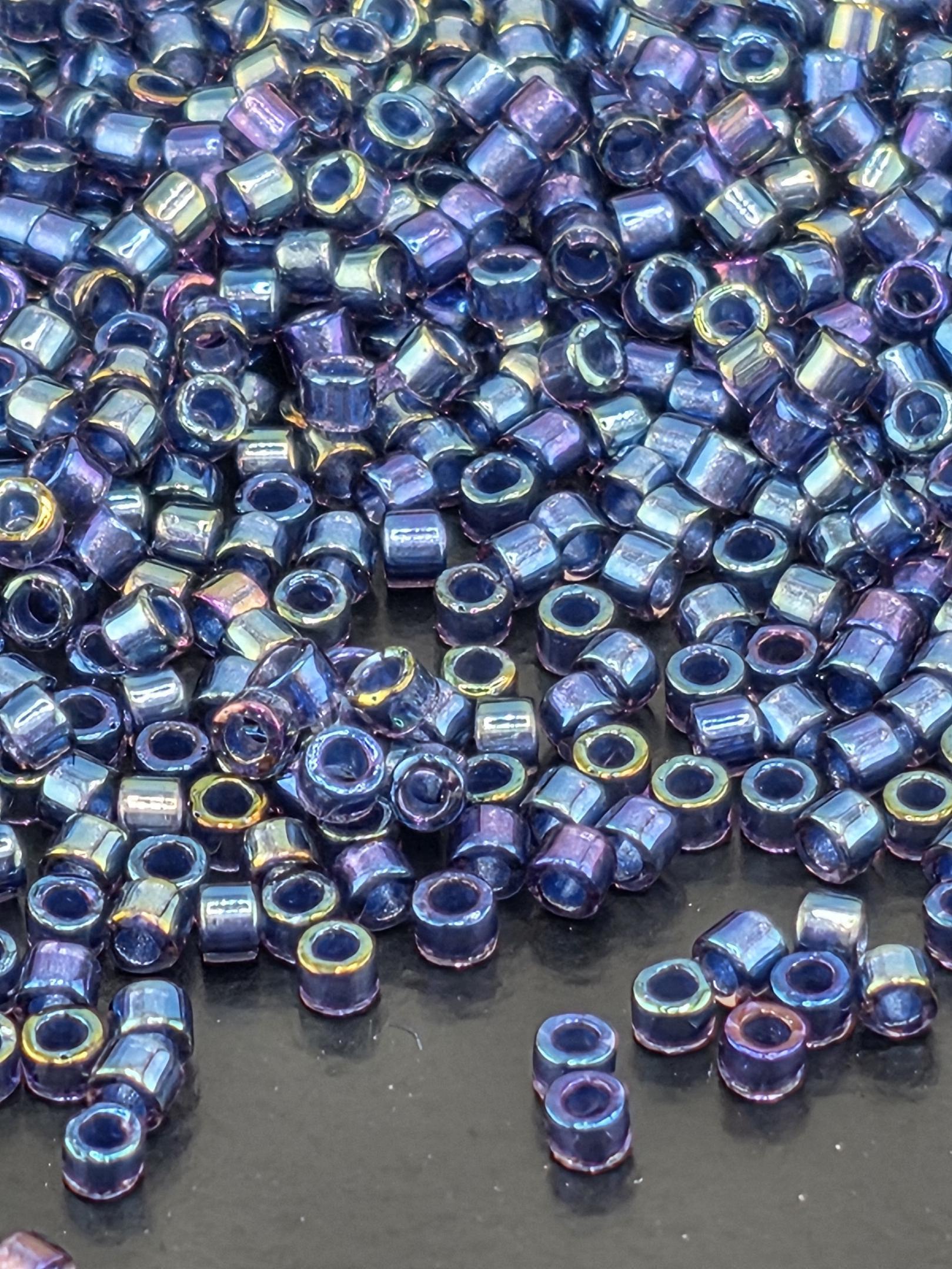 DB2386:Lapis Stone Inside Color Lined Rainbow Duracoat | Size 11/0 | 7g