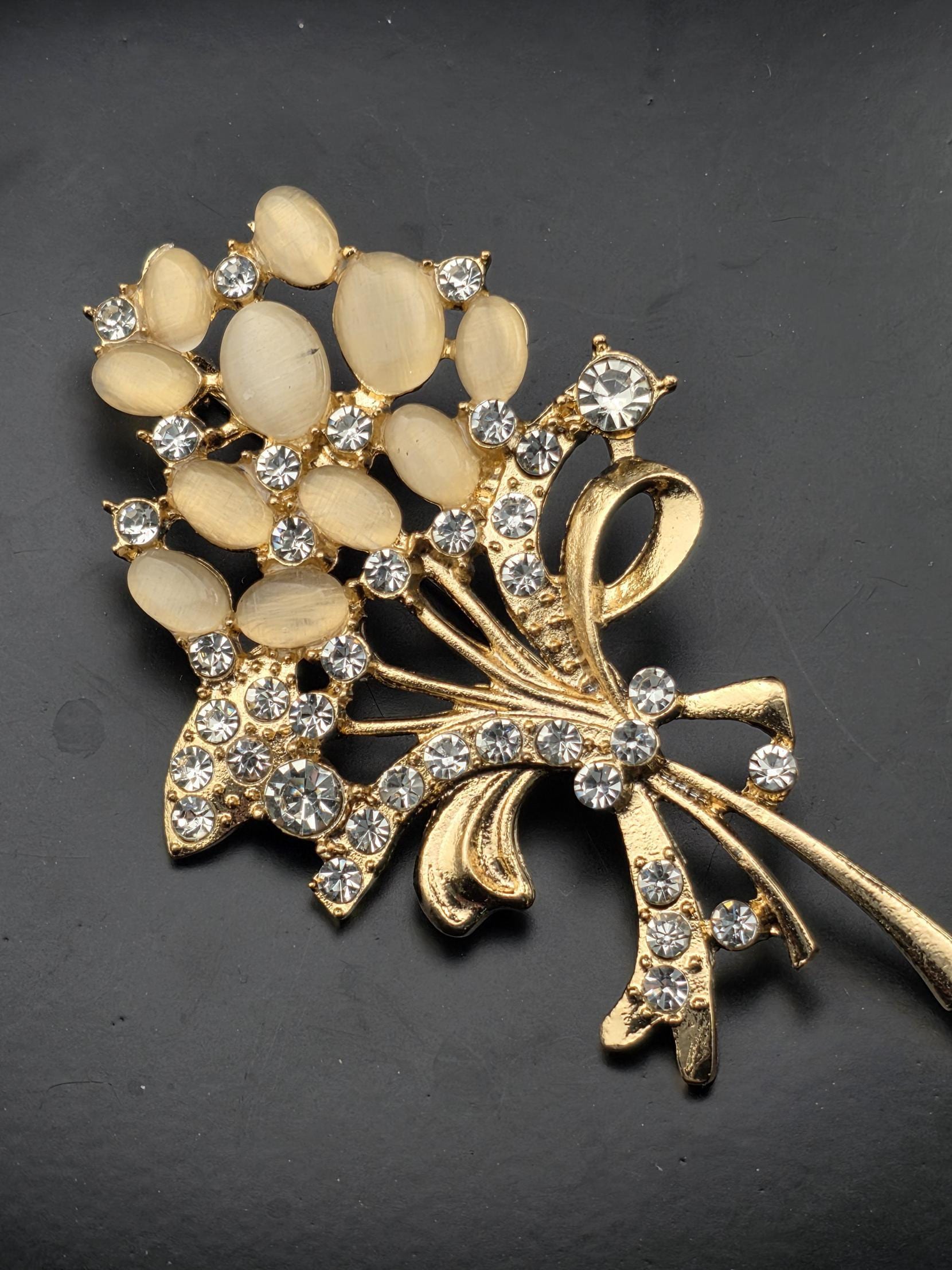Rhinestone Balloon & Flower Brooch (Versatile Scarf Clip Pin) | Handmade Pin | Jacket Scarf Hat Accessory | Gift Idea