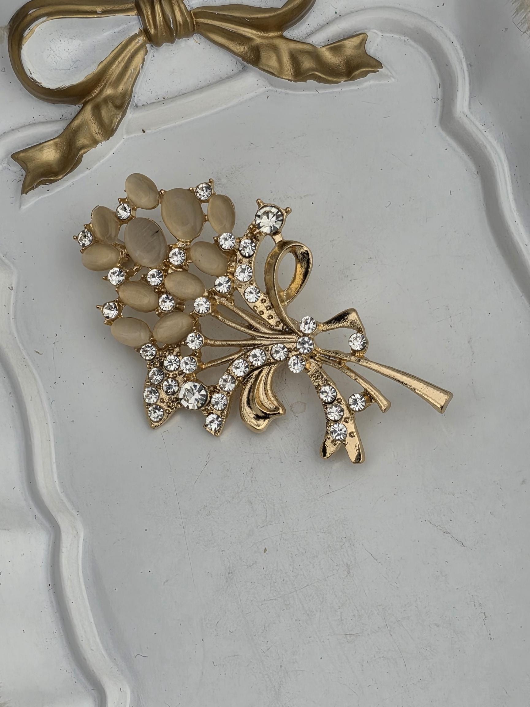 Rhinestone Balloon & Flower Brooch (Versatile Scarf Clip Pin) | Handmade Pin | Jacket Scarf Hat Accessory | Gift Idea