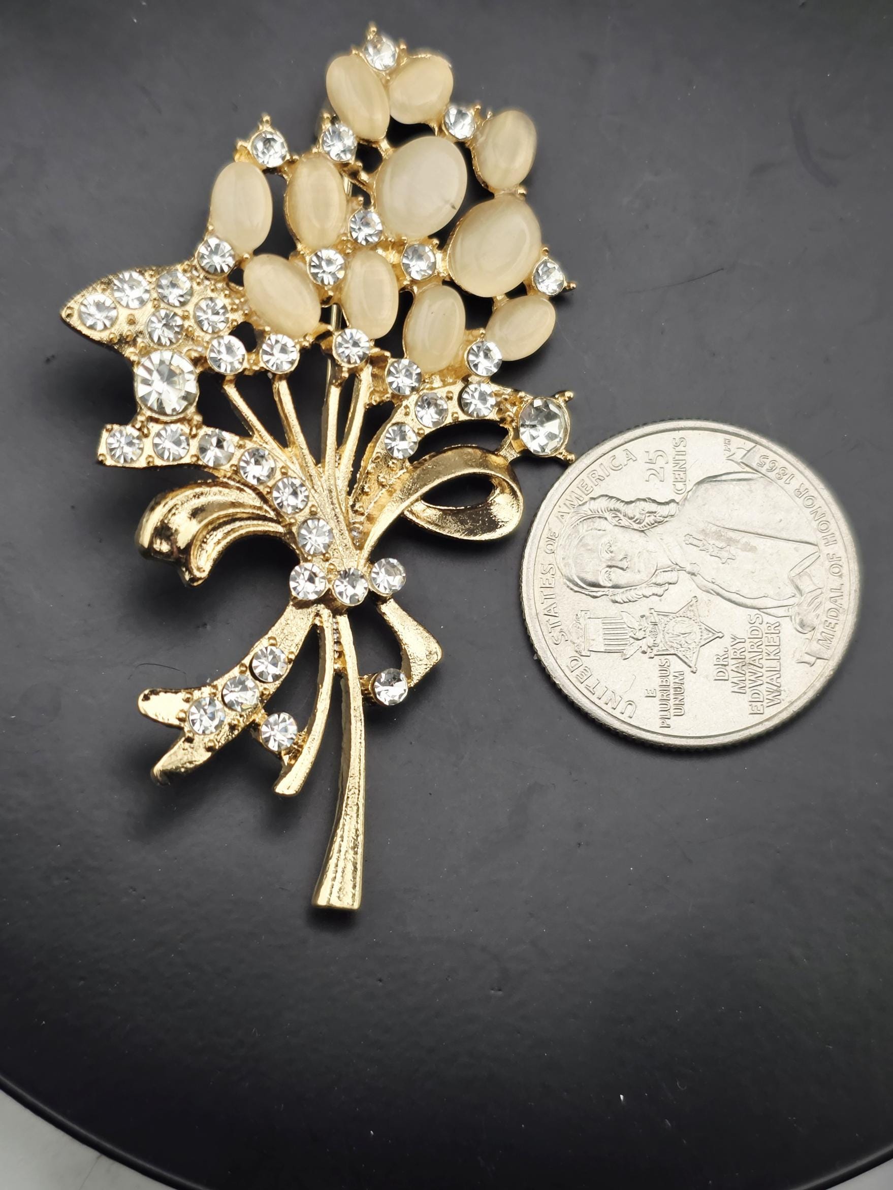 Rhinestone Balloon & Flower Brooch (Versatile Scarf Clip Pin) | Handmade Pin | Jacket Scarf Hat Accessory | Gift Idea