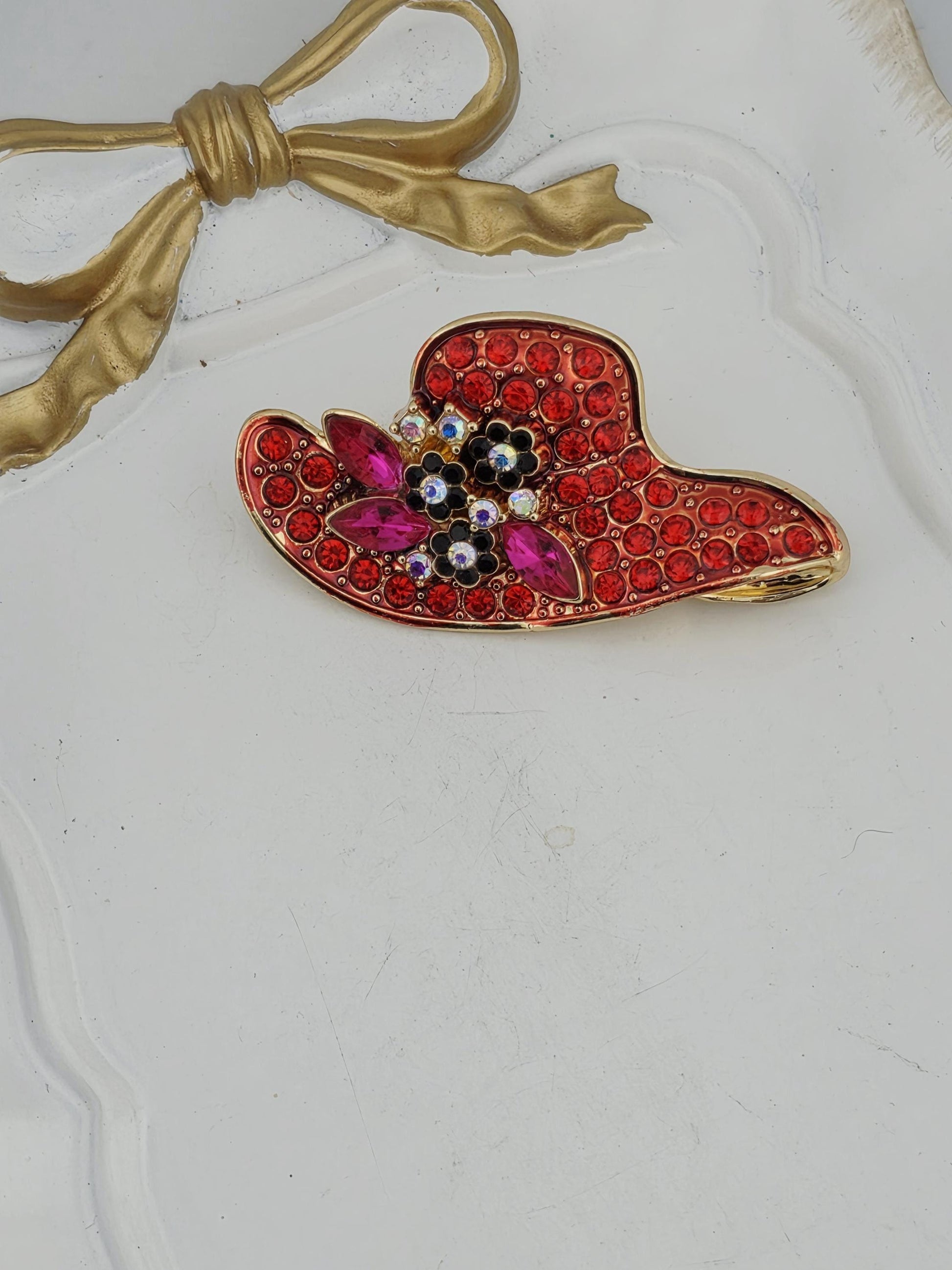 Hat Brooch: Bohemian Style Sparkle (Rhinestone Accent) | Handmade Pin | Jacket Scarf Hat Accessory | Gift Idea