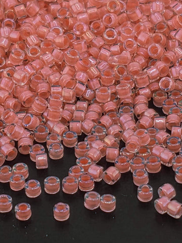 DB0070:Crystal/Rose Pink Inside Color Lined | Size 11/0 | 7g