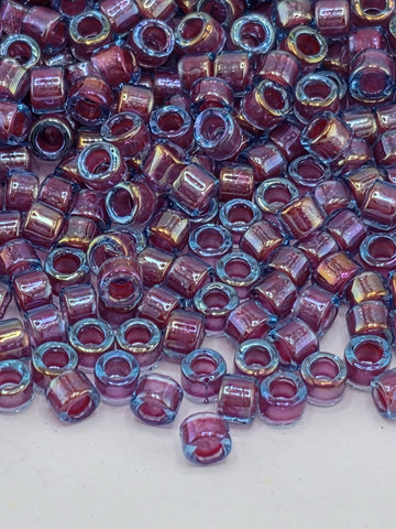 Blue/Berry Inside Color Lined Sparkle Rainbow | Size 11/0 | 7g | Japanese Seed Beads | Bead Weaving Embroidery Supply | DIY Jewelry