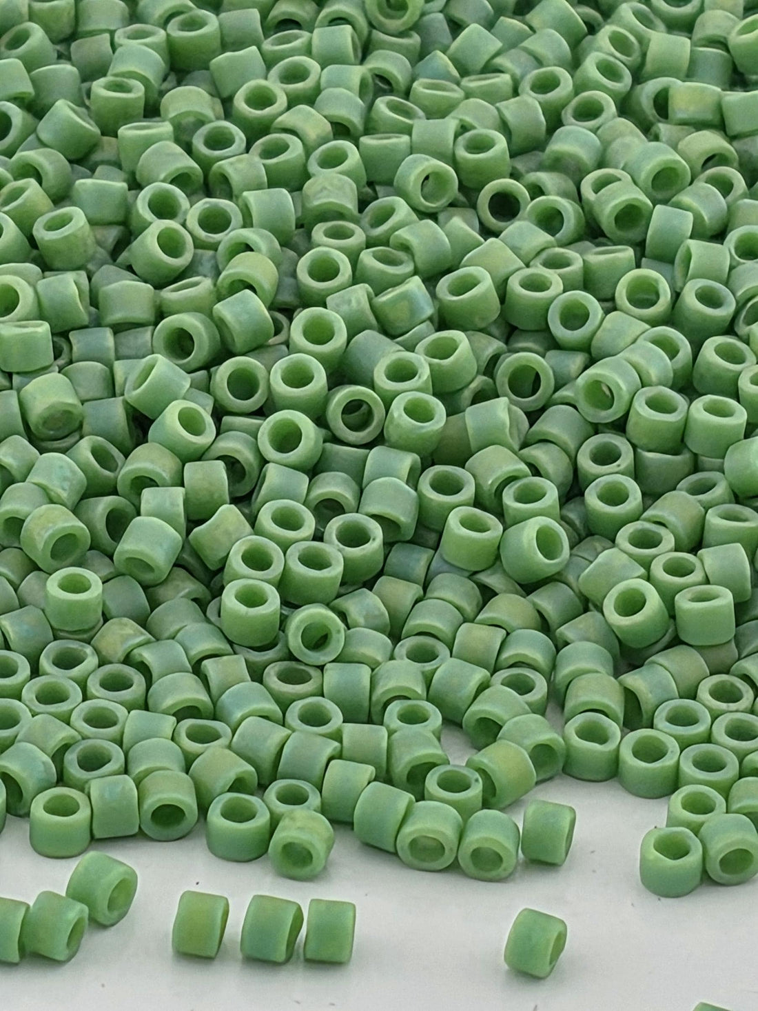 Soft Green Opaque Matte Rainbow | Size 11/0 | 7g | Japanese Seed Beads | Bead Weaving Embroidery Supply | DIY Jewelry