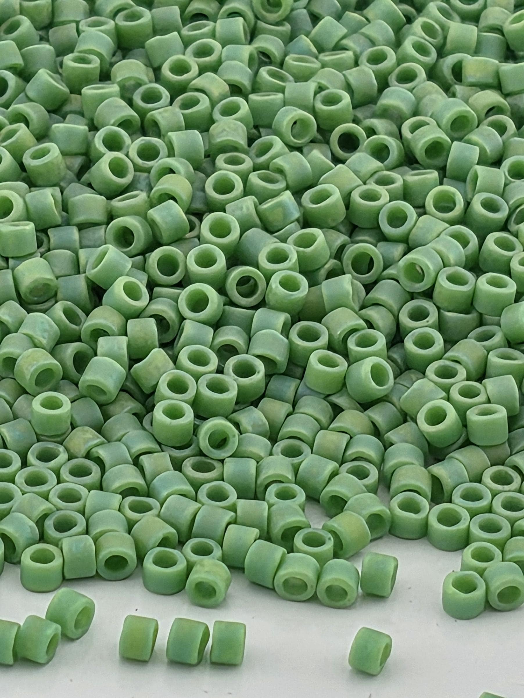 Soft Green Opaque Matte Rainbow | Size 11/0 | 7g | Japanese Seed Beads | Bead Weaving Embroidery Supply | DIY Jewelry