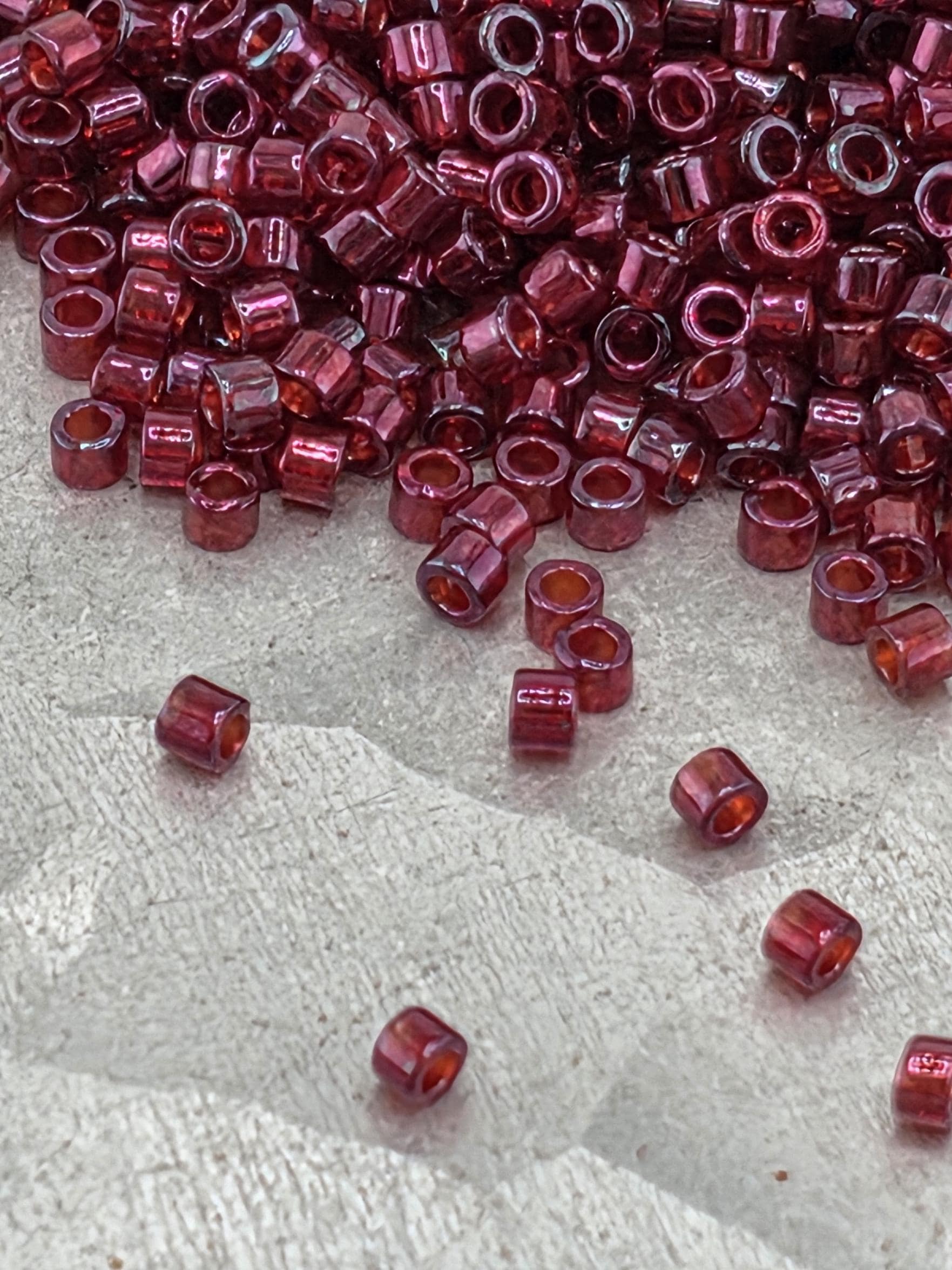 Ruby Translucent Inside Color Lined | Size 11/0 | 7g | Japanese Seed Beads | Bead Weaving Embroidery Supply | DIY Jewelry