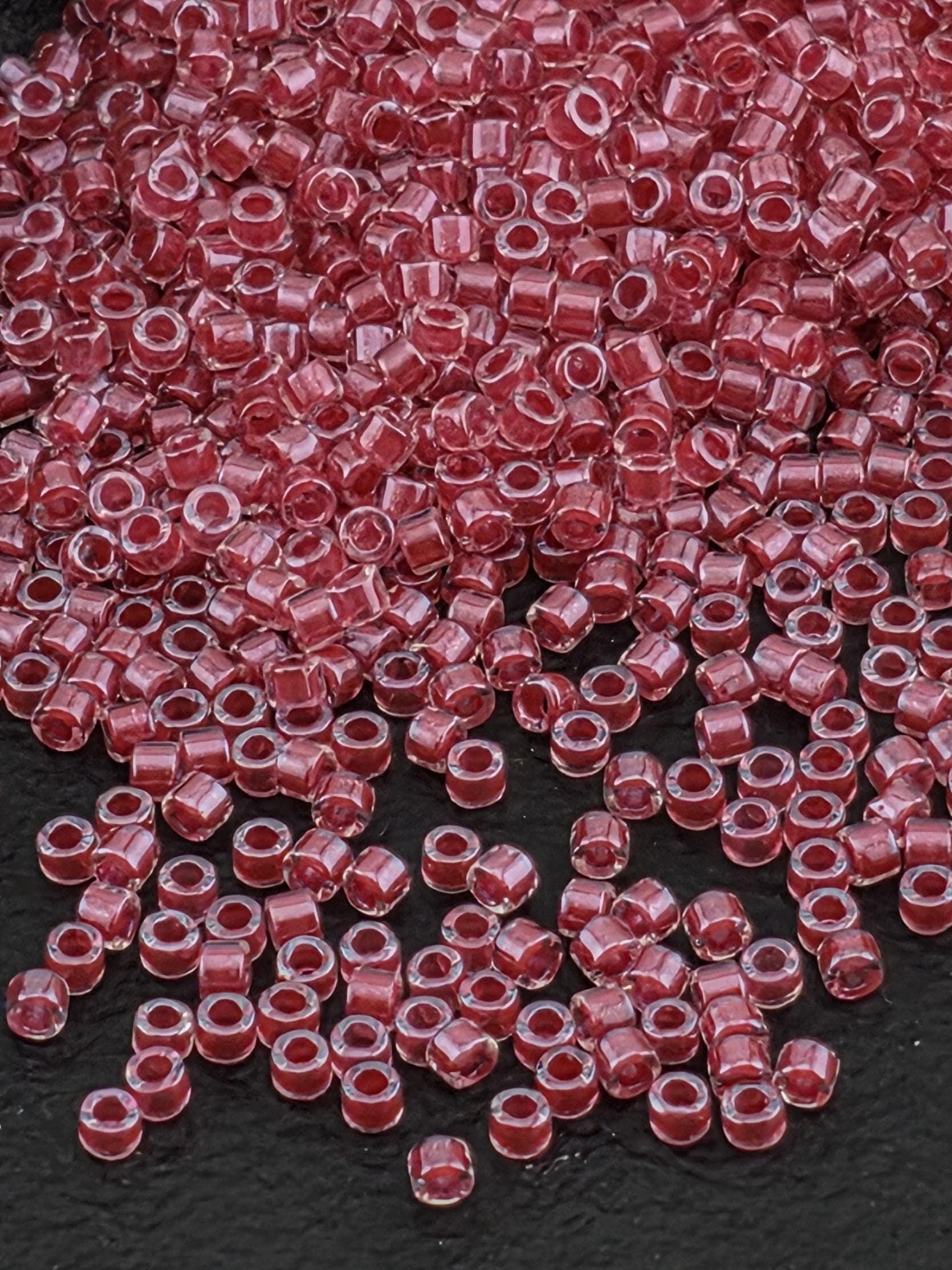 DB0914:Crystal/Reddish Pink Inside Color Lined Sparkle Duracoat | Size 11/0 | 7g