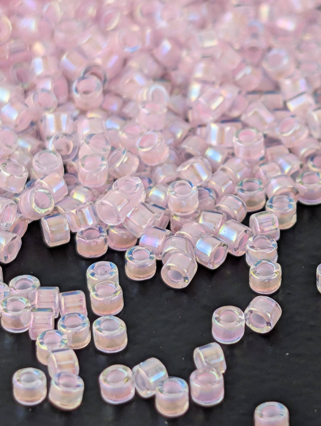 Crystal/Pink Inside Color Lined Rainbow | Size 11/0 | 7g | Japanese Seed Beads | Bead Weaving Embroidery Supply | DIY Jewelry