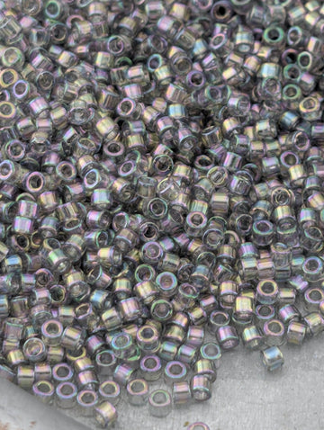 Light Steel Translucent Inside Color Lined Rainbow Miyuki Delica (Size 11, 7 grams, ~1400 beads) | Japanese Seed Beads