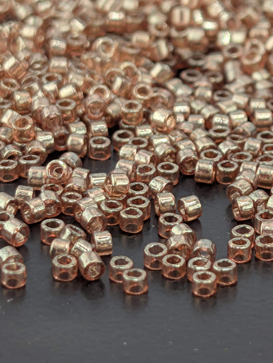 Faded Rose/Gold Translucent Inside Color Lined | Size 11/0 | 7g | Japanese Seed Beads | Bead Weaving Embroidery Supply | DIY Jewelry