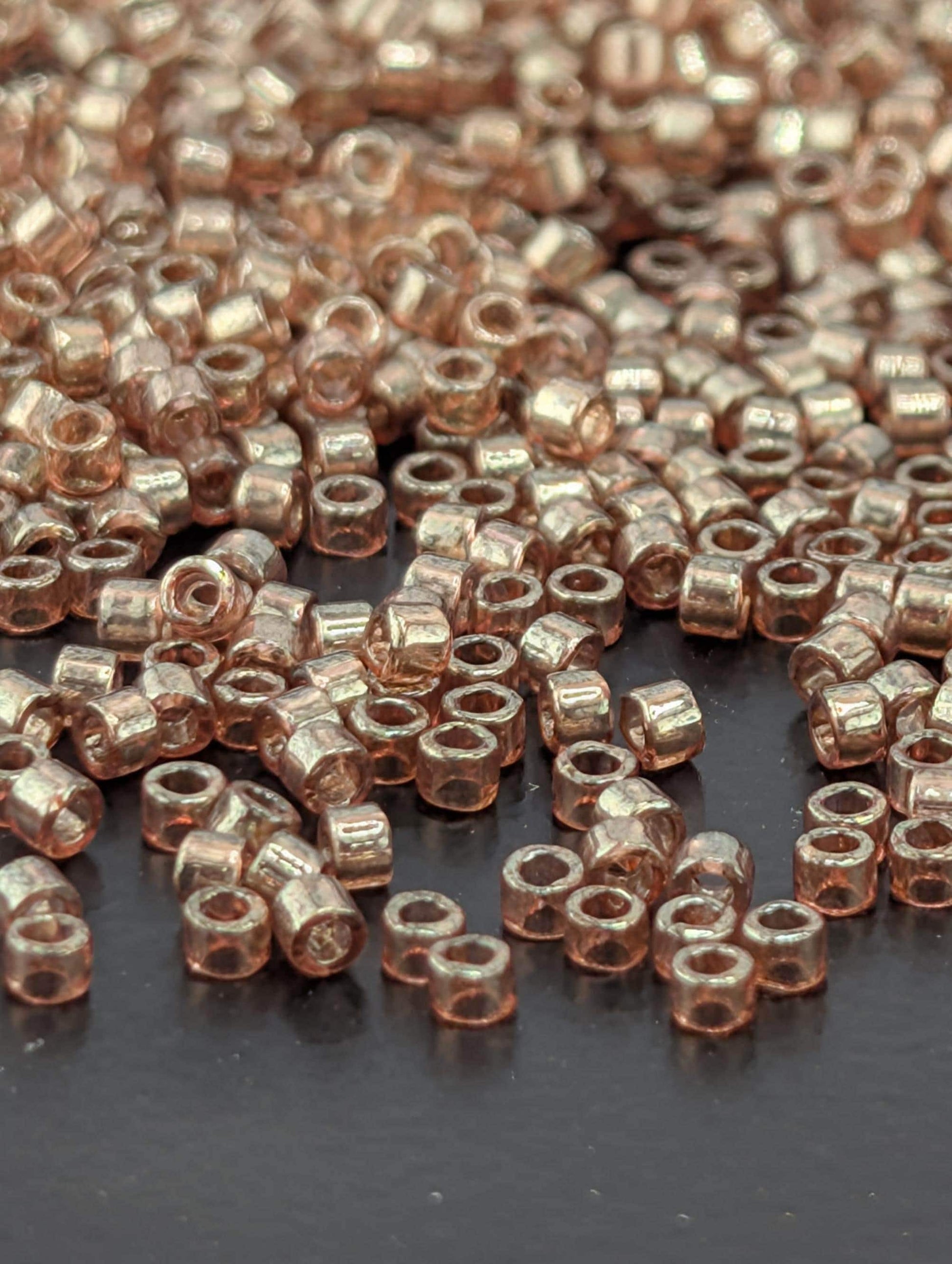 Faded Rose/Gold Translucent Inside Color Lined | Size 11/0 | 7g | Japanese Seed Beads | Bead Weaving Embroidery Supply | DIY Jewelry