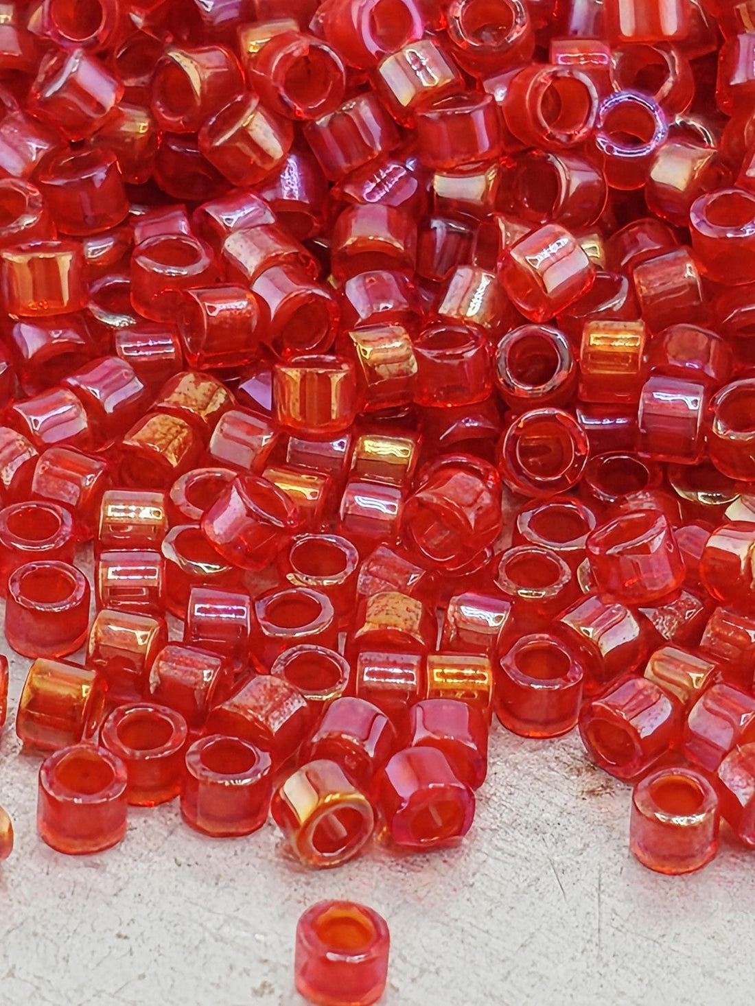 Red/Cherry Inside Color Lined Rainbow | Size 11/0 | 7g | Japanese Seed Beads | Bead Weaving Embroidery Supply | DIY Jewelry