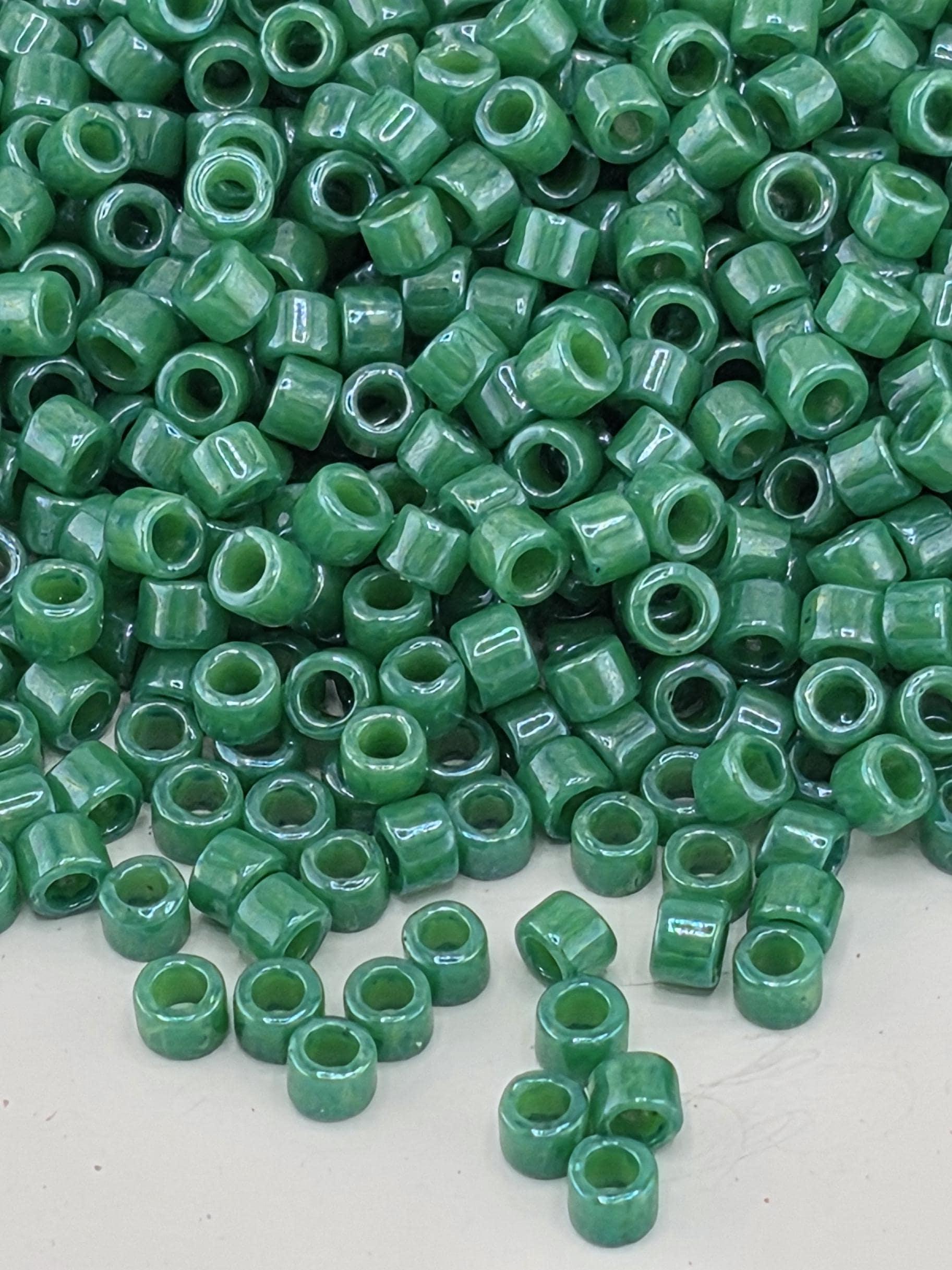 Green Opaque (D) | Size 11/0 | 7g | Japanese Seed Beads | Bead Weaving Embroidery Supply | DIY Jewelry
