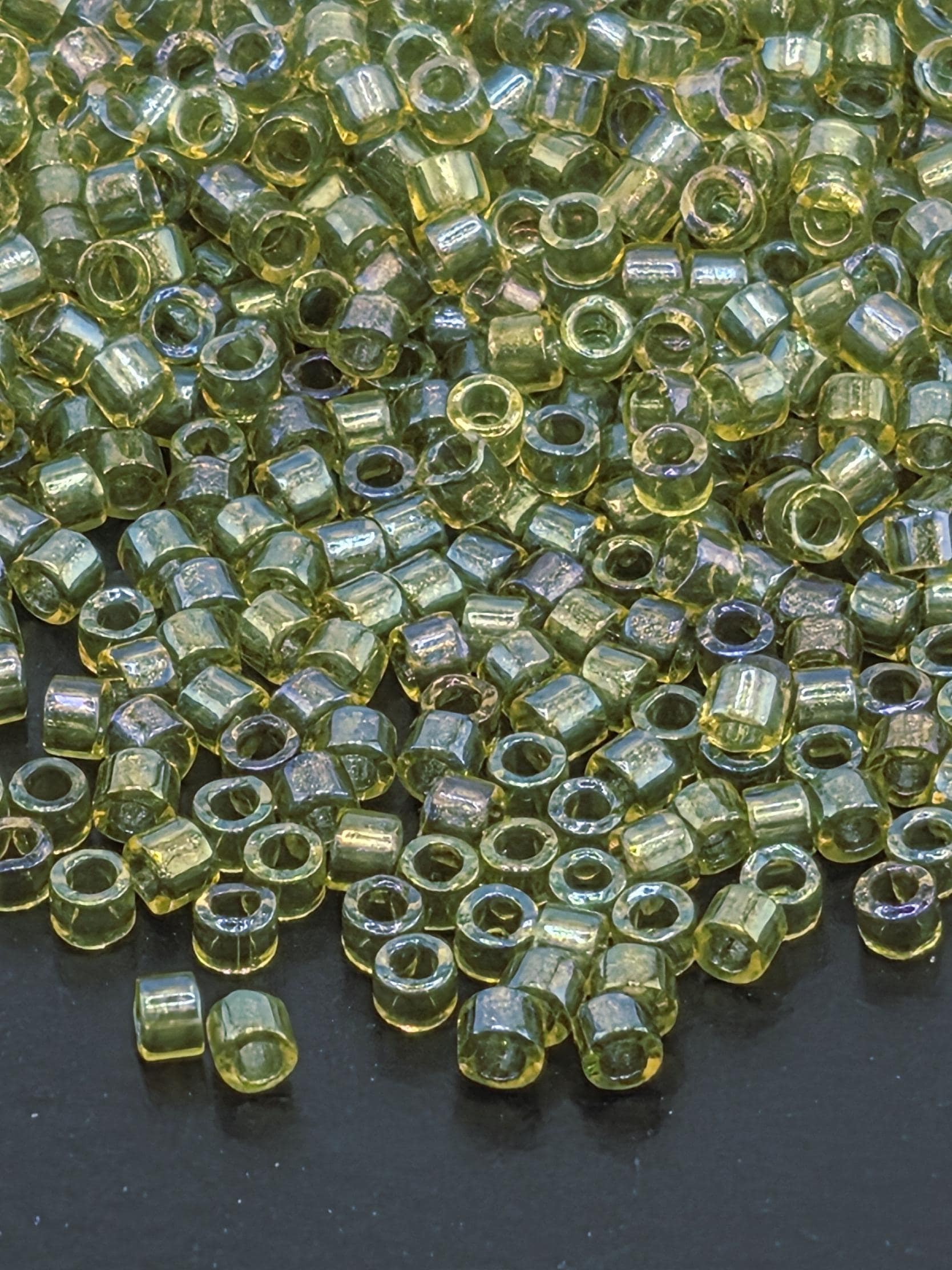 Pistachio Inside Color Lined Rainbow Duracoat | Size 11/0 | 7g | Japanese Seed Beads | Bead Weaving Embroidery Supply | DIY Jewelry