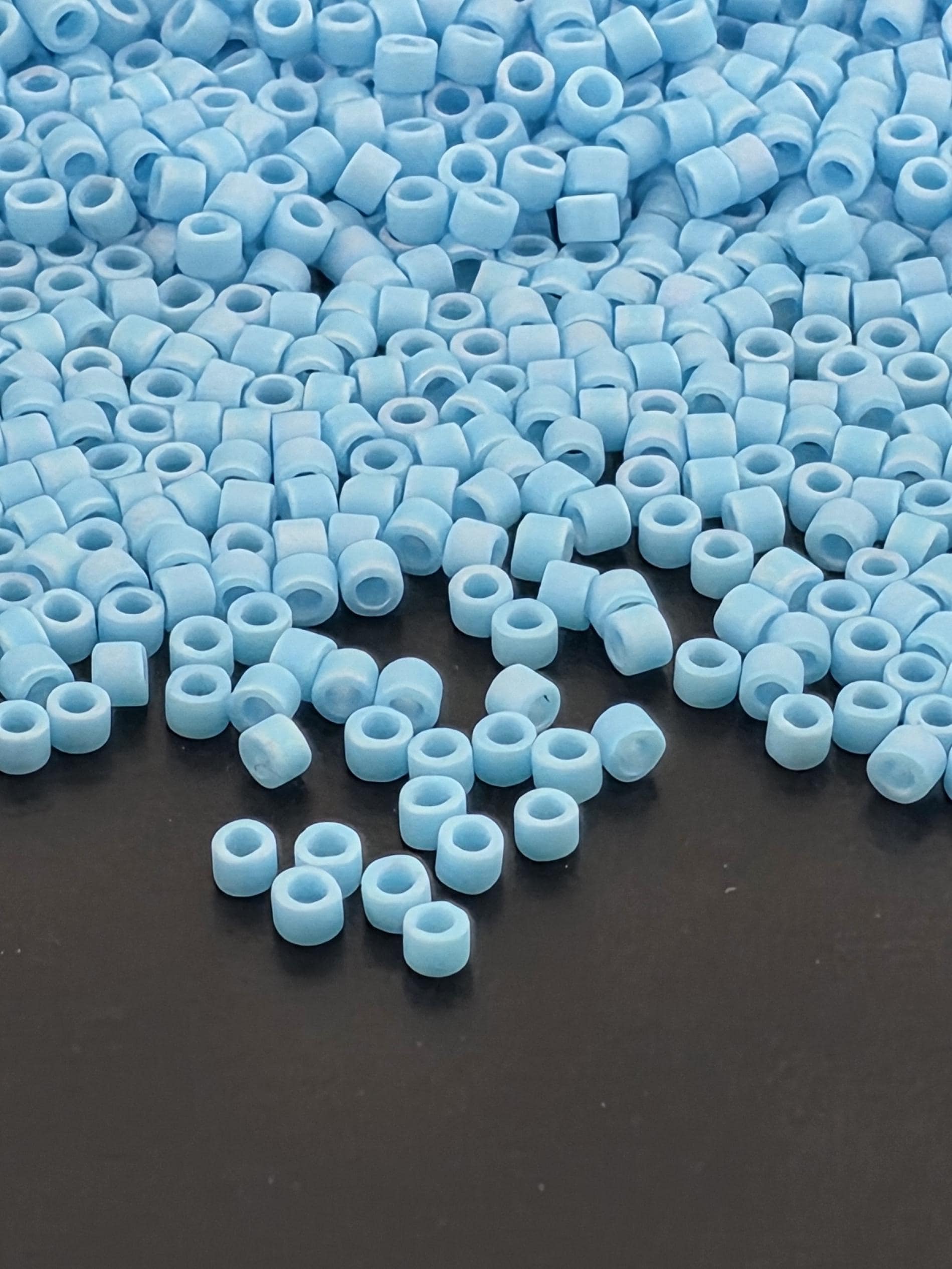 Sky Blue Opaque Matte Rainbow | Size 11/0 | 7g | Japanese Seed Beads | Bead Weaving Embroidery Supply | DIY Jewelry